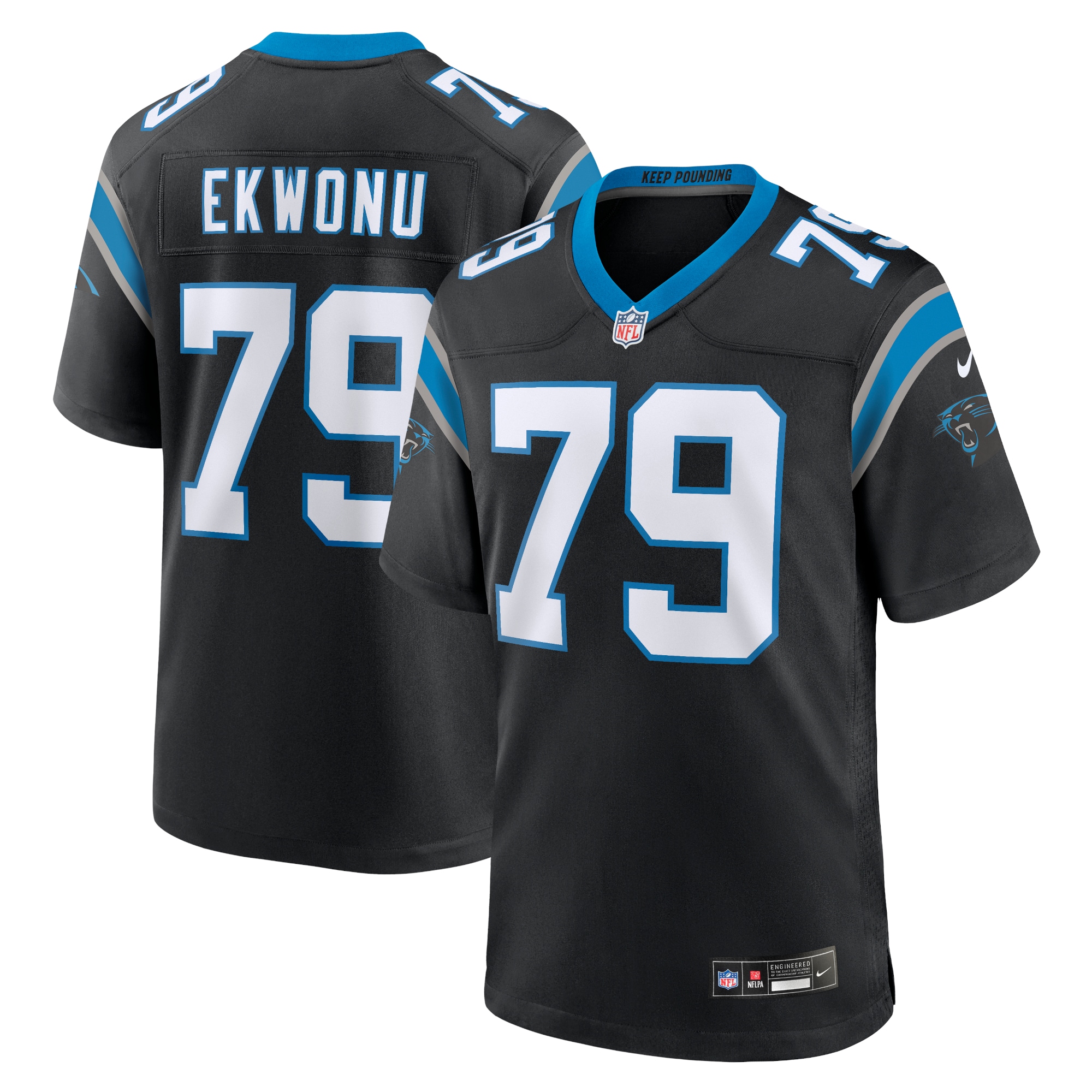 Ikem Ekwonu Carolina Panthers Game Jersey Black
