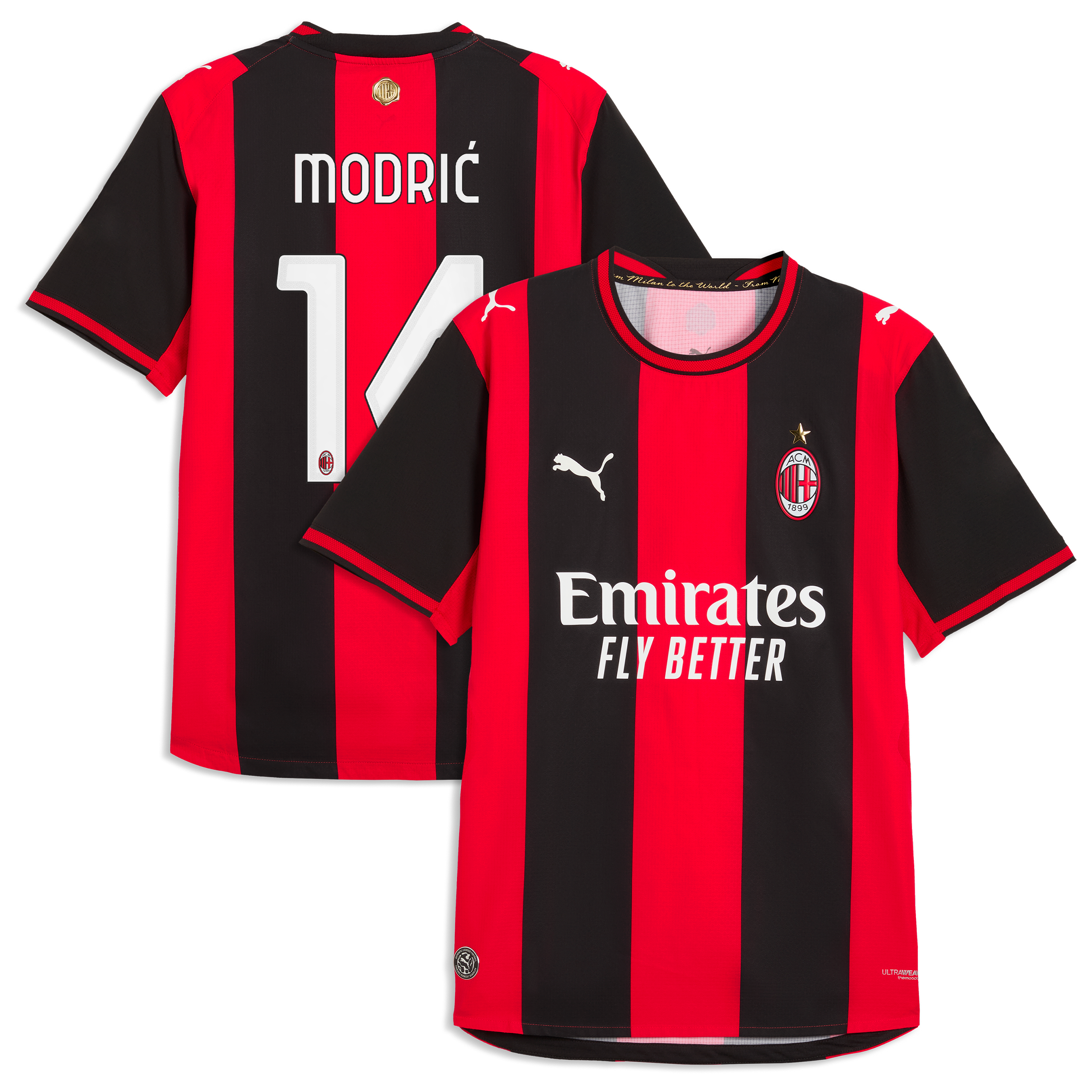 Luka Modri Ac Milan 2026/27 Home On Field Jersey Black Red