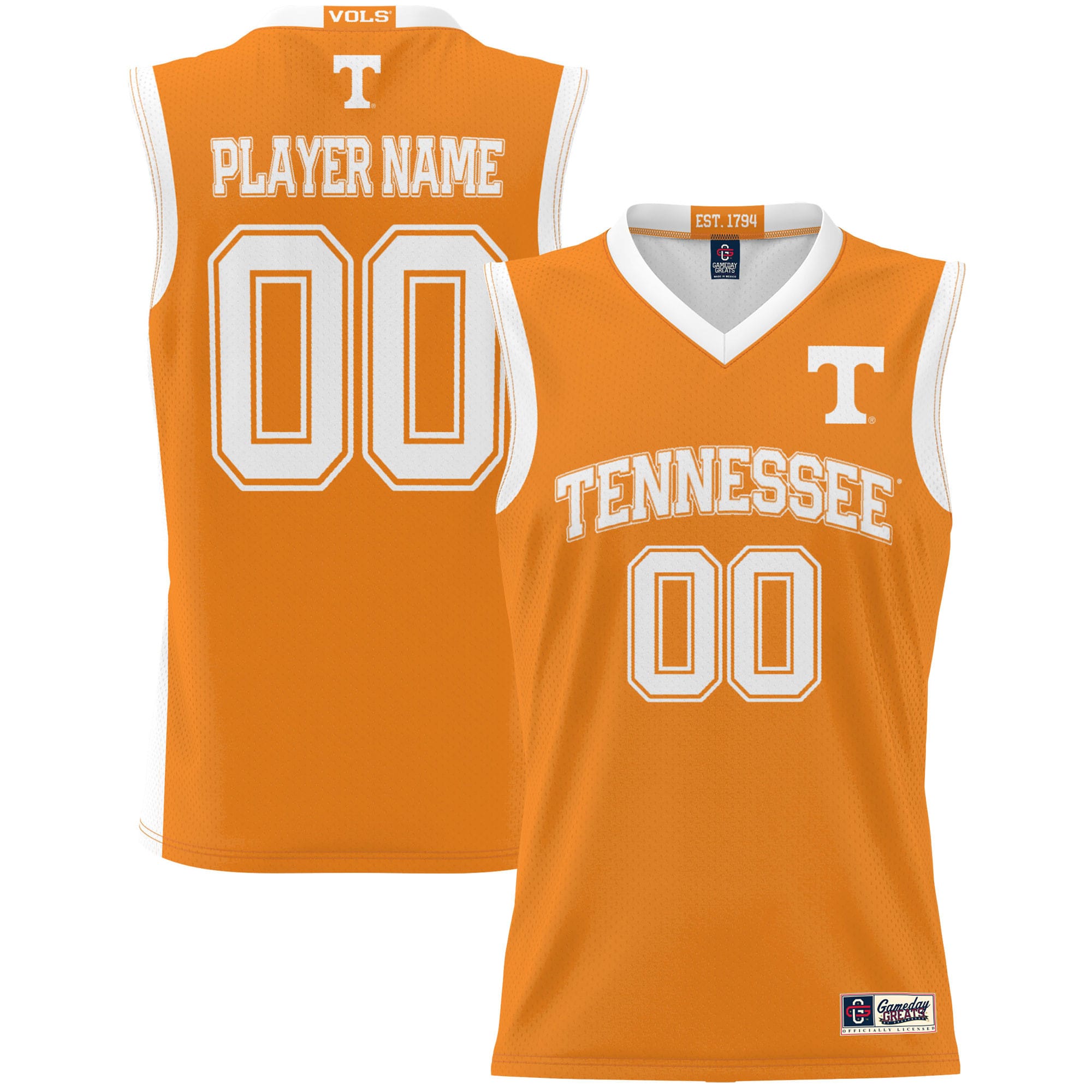 Tennessee Volunteers Gameday Greats Nil Pick A Player Lightweight Basketball Jersey Orange Men