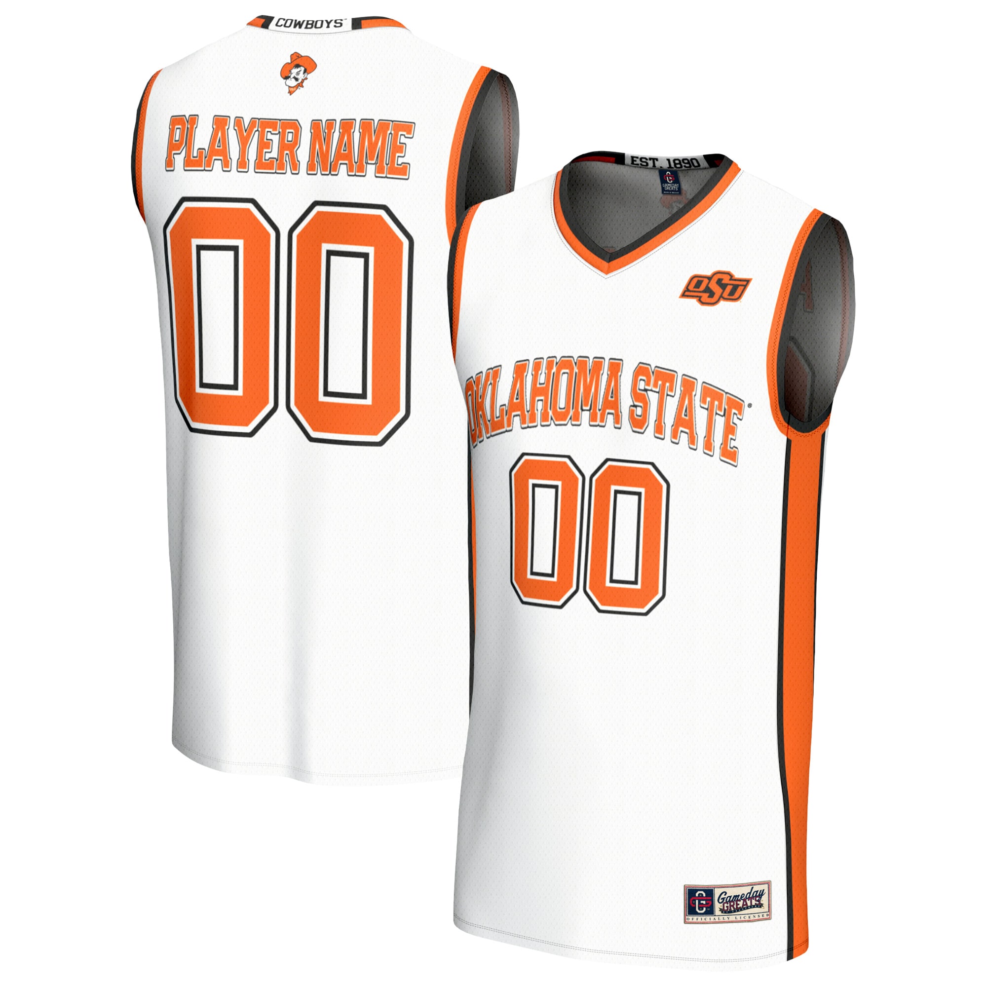 Oklahoma State Cowboys Gameday Greats Unisex Lightweight Collegiate Men S Basketball Nil Pick A Player Fashion Jersey White