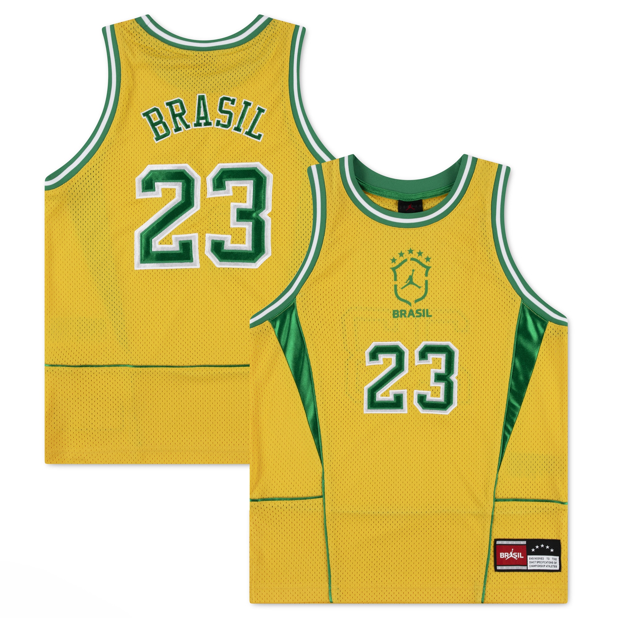 Brazil National Team Jordan Brand Mesh Basketball Fashion Jersey Yellow Men