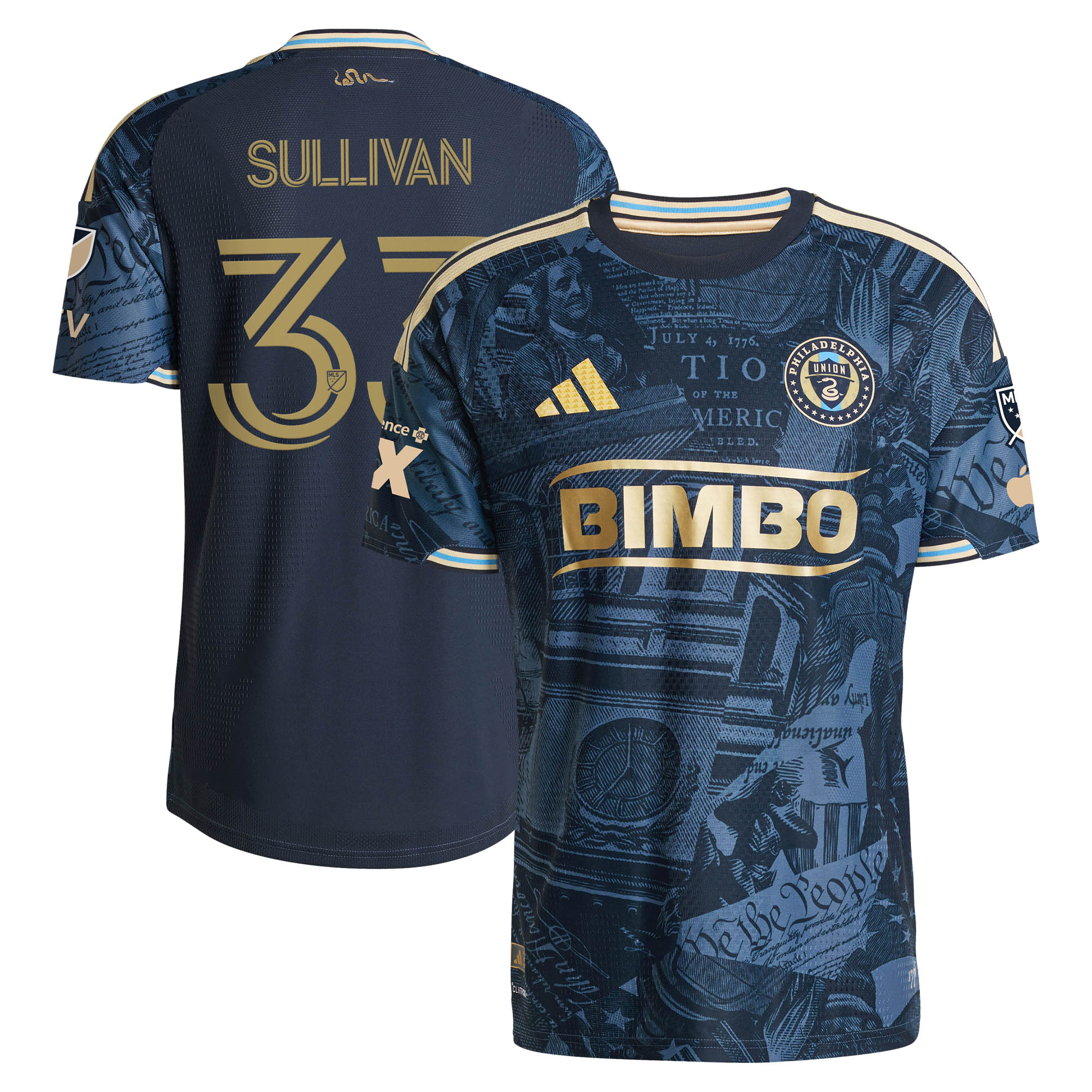 Quinn Sullivan Philadelphia Union 2026 1776 Kit On Field Patch Jersey Navy