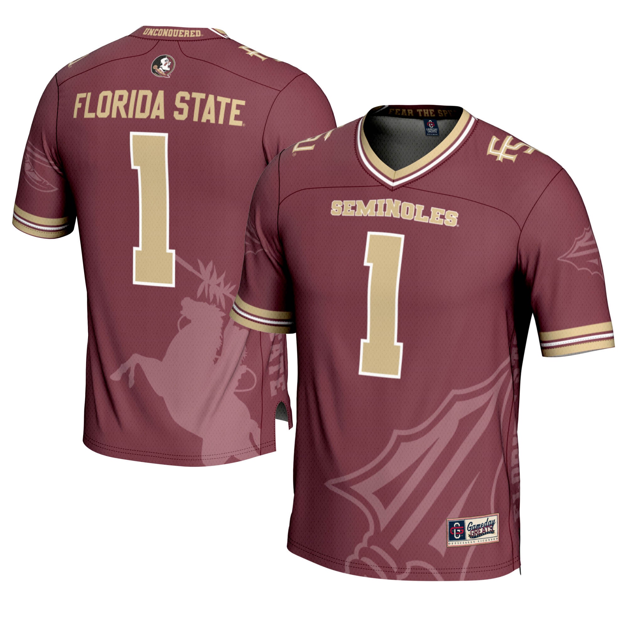 Florida State Seminoles 1 Gameday Greats Garnet Icon Print Football Fashion Jersey