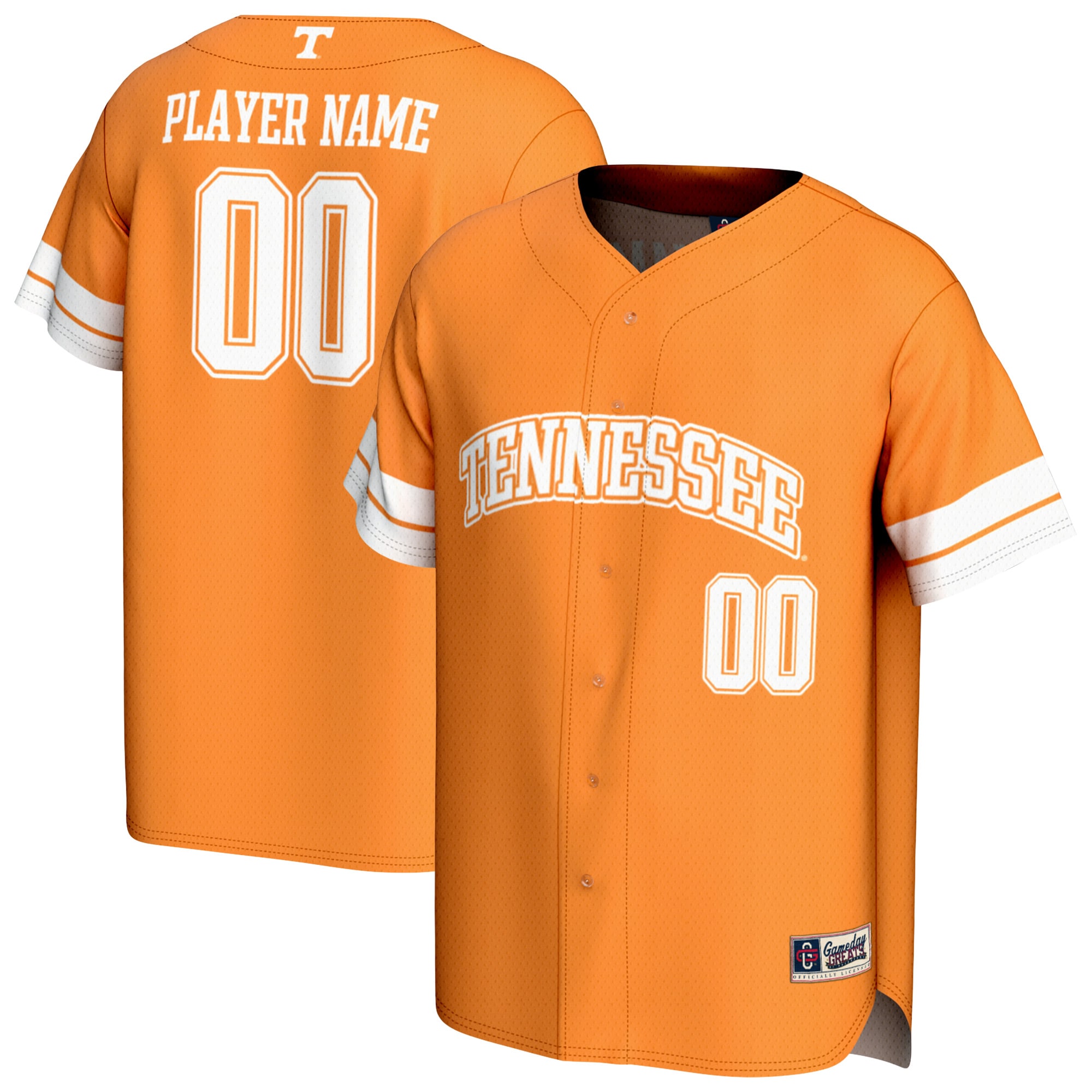Tennessee Volunteers Gameday Greats Personalized Collegiate Baseball Fashion Jersey Tennessee Orange Men