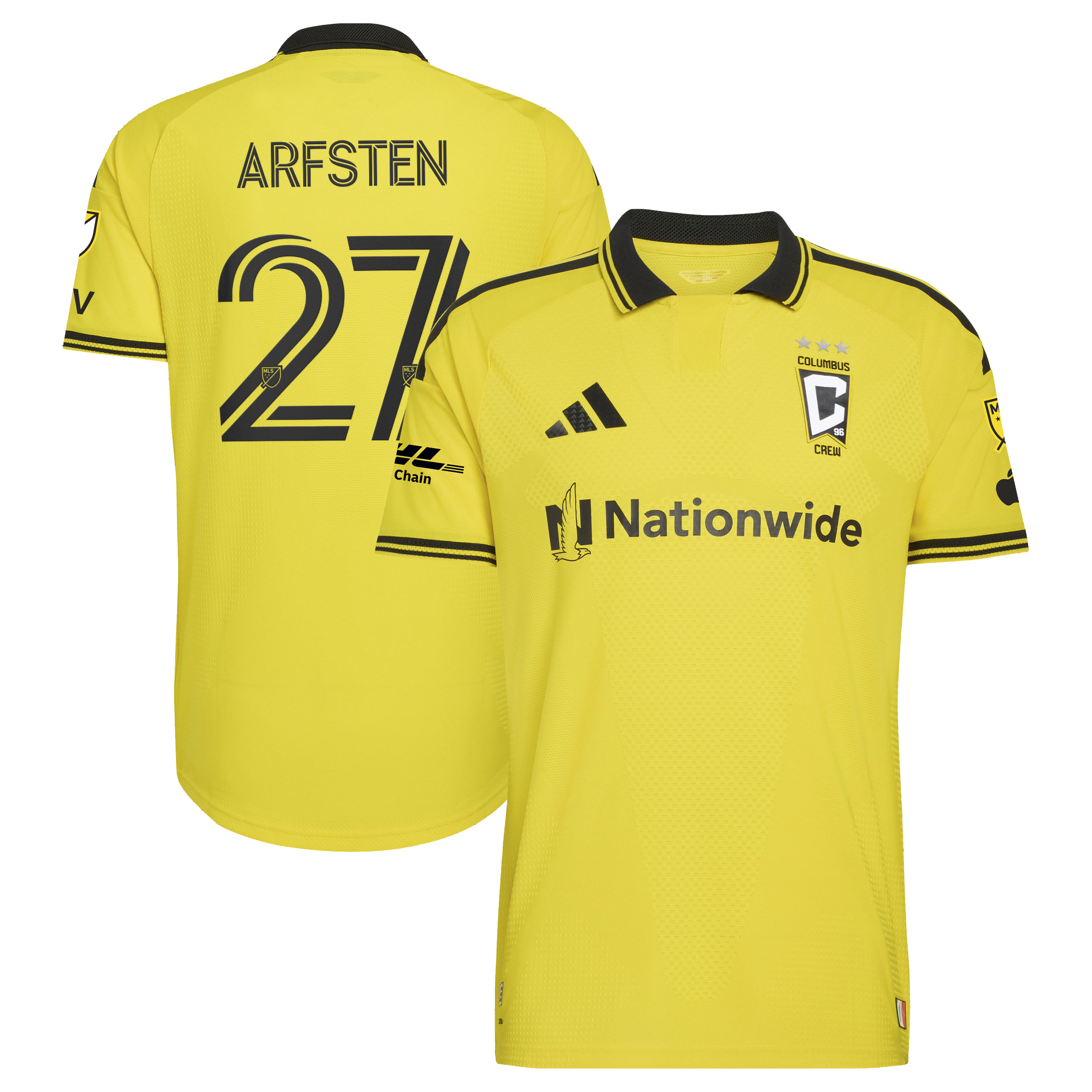 Maximilian Arfsten Columbus Crew 2026 The Crafted For Excellence Kit On Field Patch Jersey Yellow