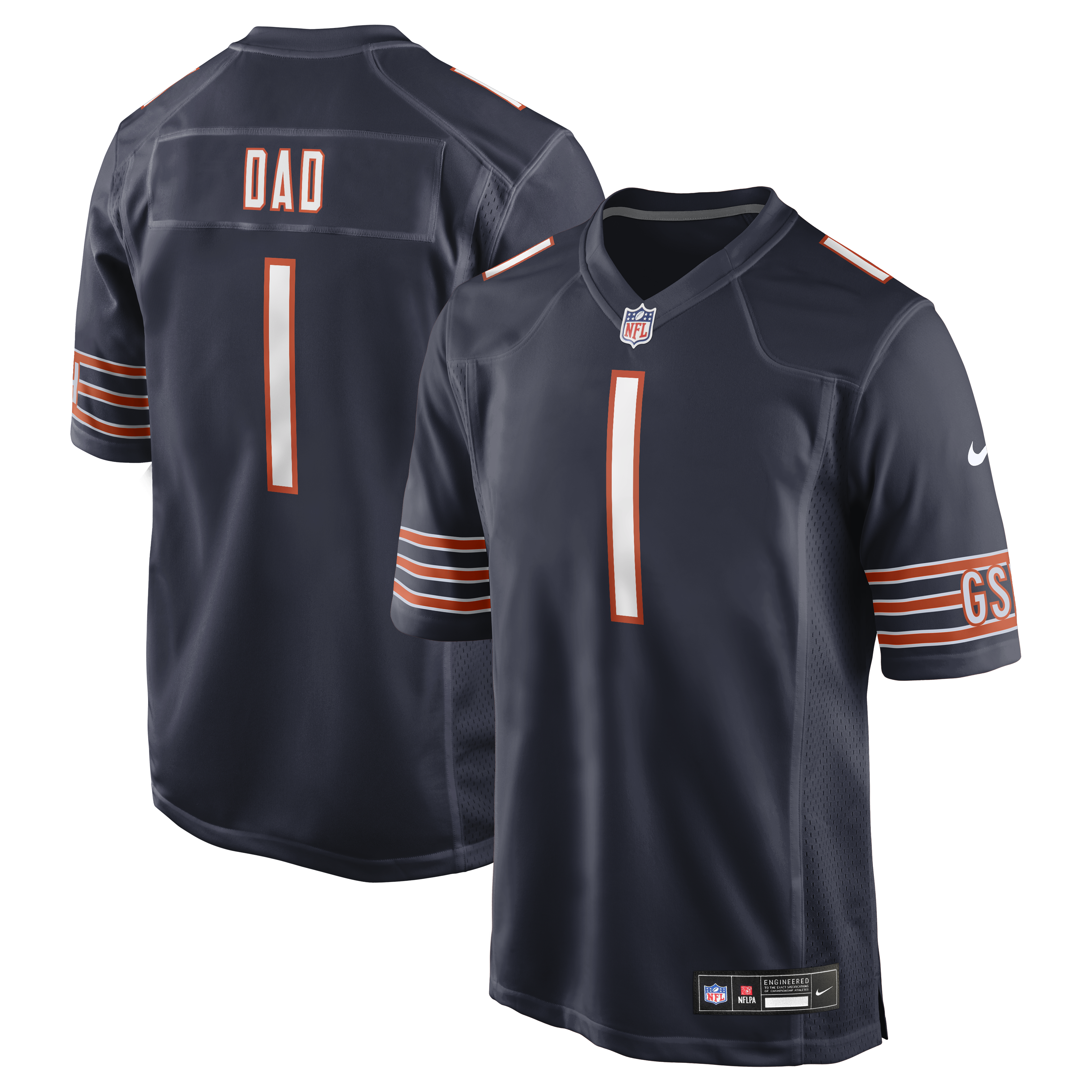 Number 1 Dad Chicago Bears Game Jersey Navy
