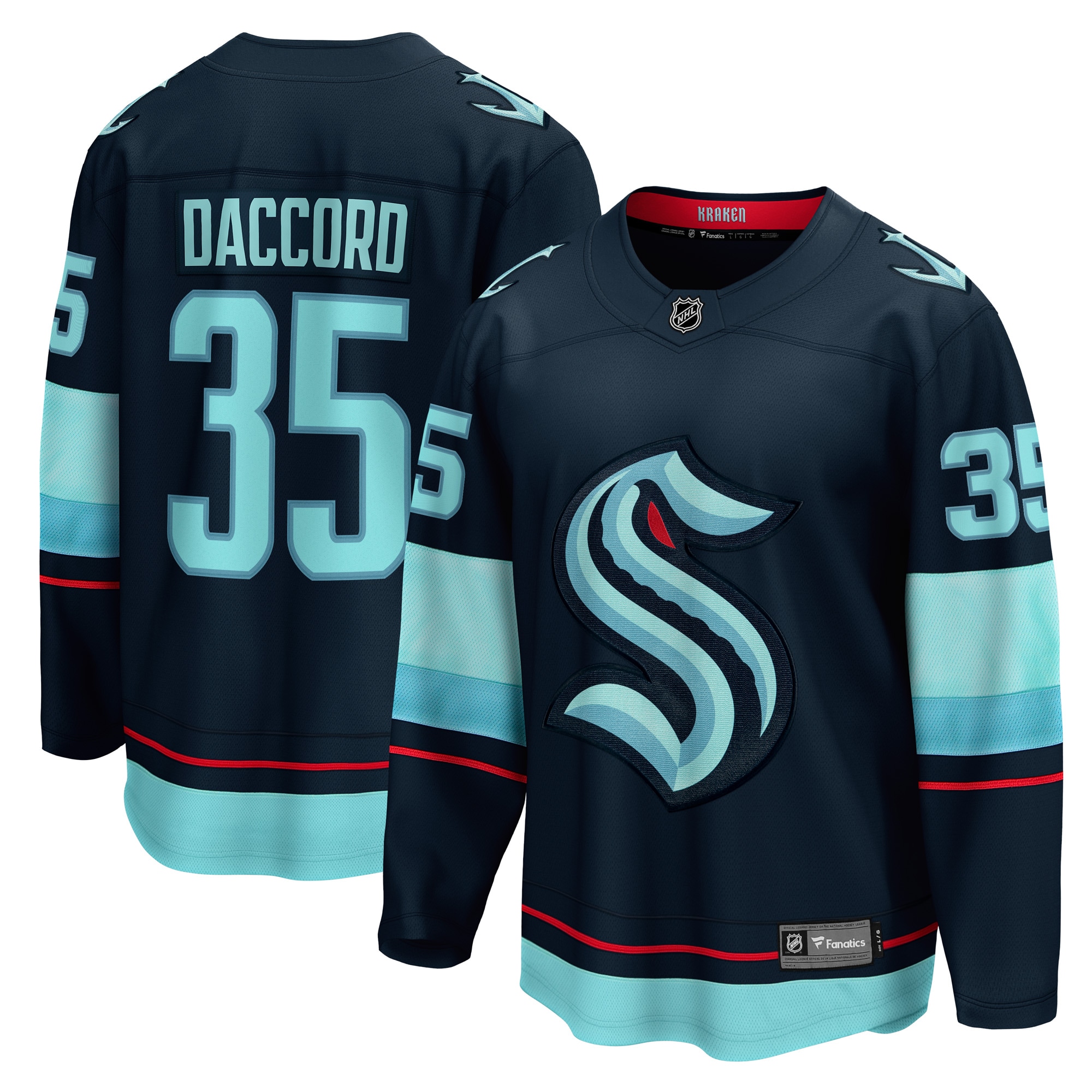 Joey Daccord Seattle Kraken Home Breakaway Player Jersey Deep Sea Blue