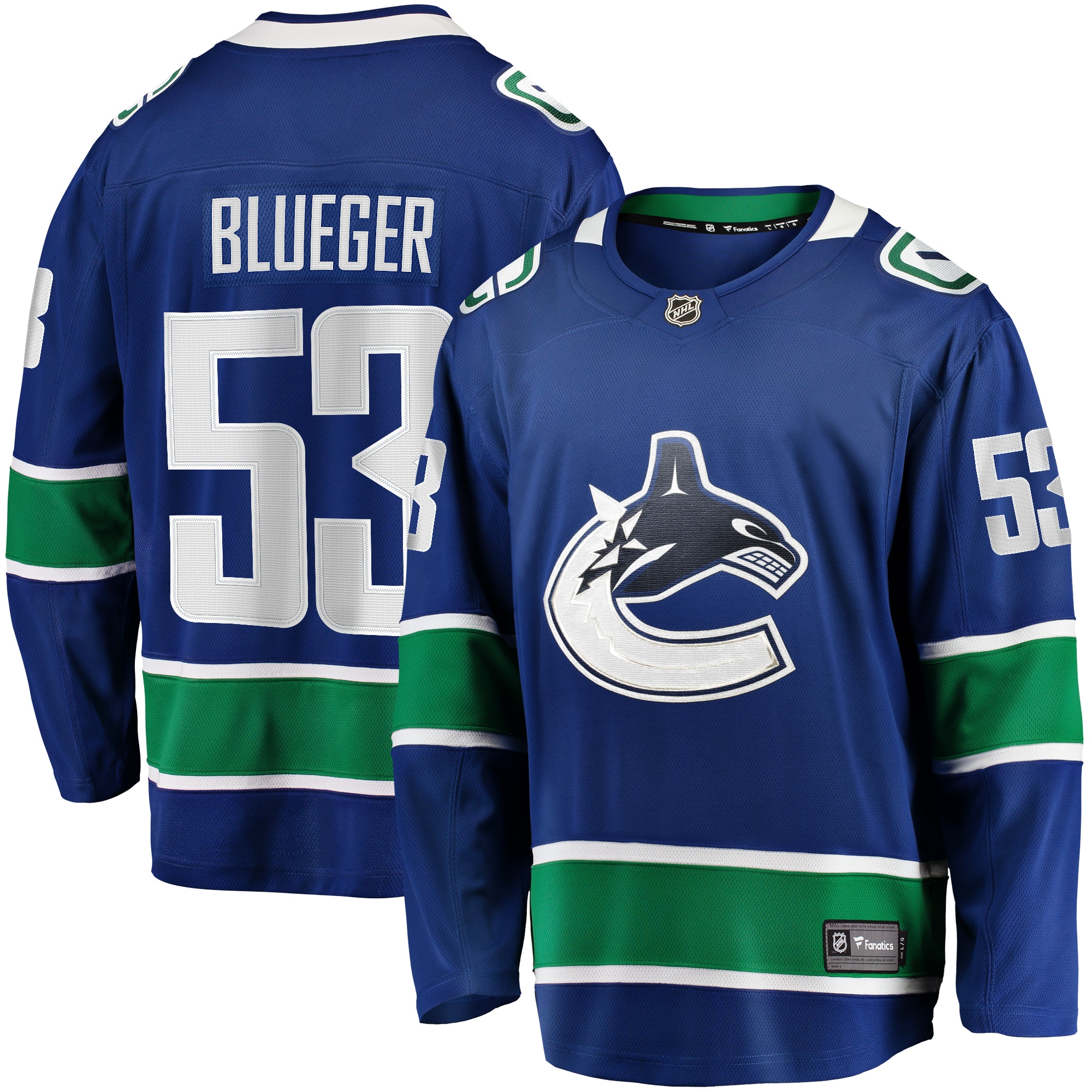 Teddy Blueger Vancouver Canucks Home Breakaway Jersey Blue