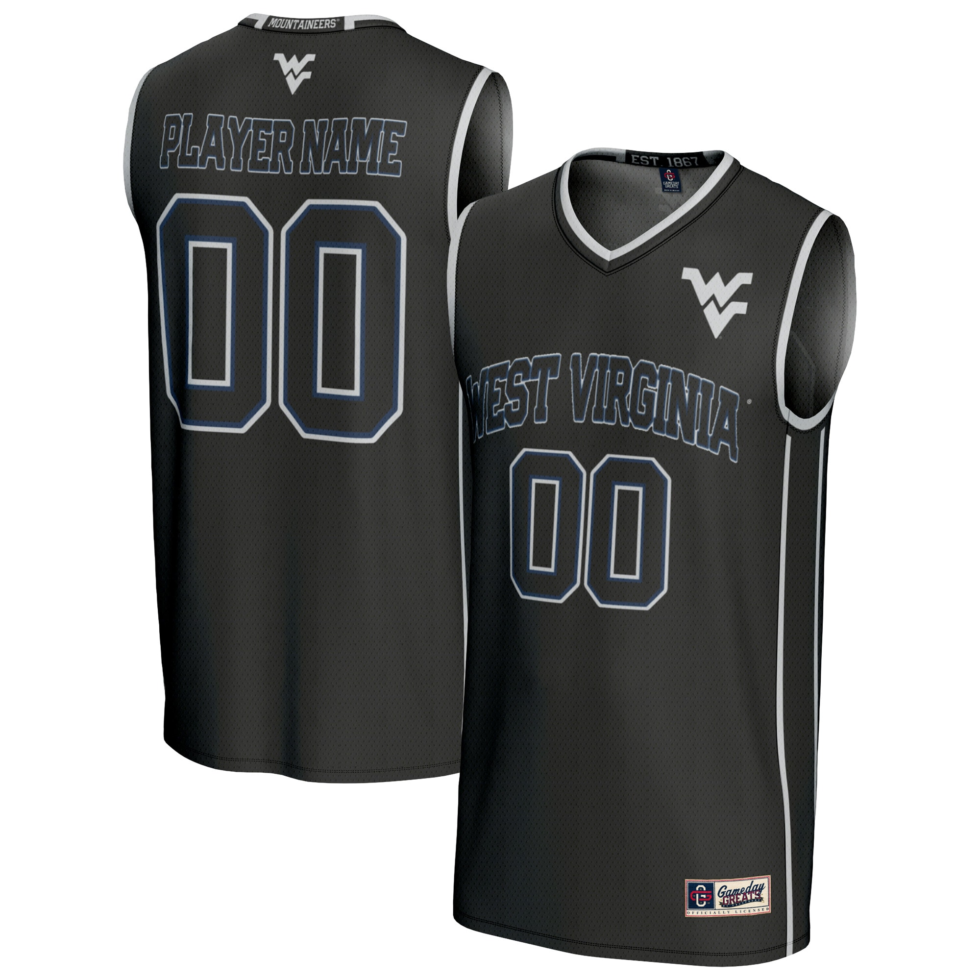 West Virginia Mountaineers Gameday Greats Lightweight Collegiate Basketball Nil Fashion Jersey Black Men