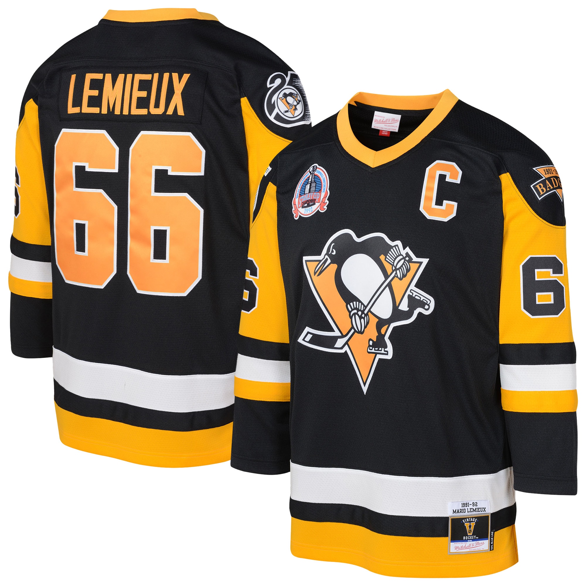 Mario Lemieux Pittsburgh Penguins Mitchell Ness Preschool 1991/92 Blue Line 2 0 Player Jersey Black
