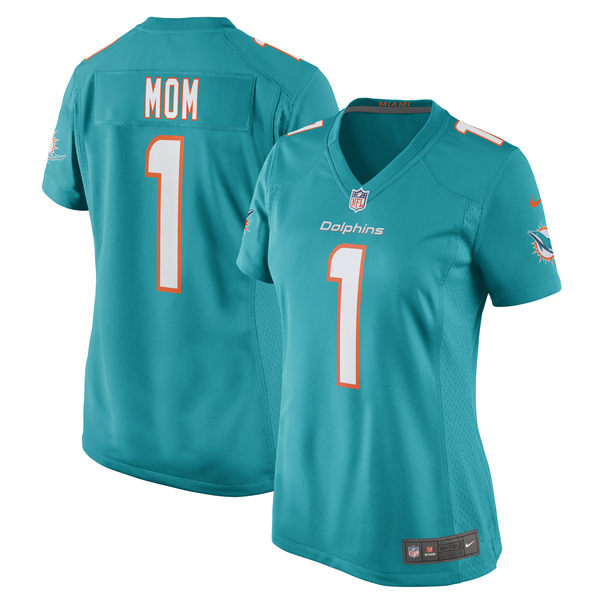 Number 1 Mom Miami Dolphins Game Jersey Aqua Men