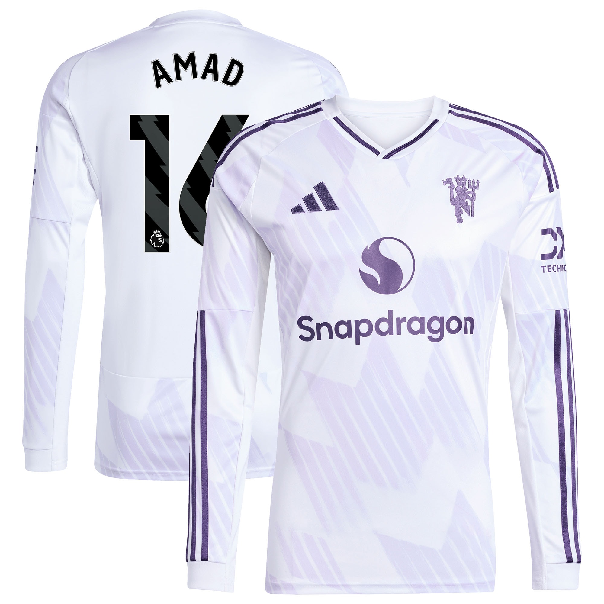 Amad Diallo Manchester United 2025/26 Away Replica Long Sleeve Player Jersey White