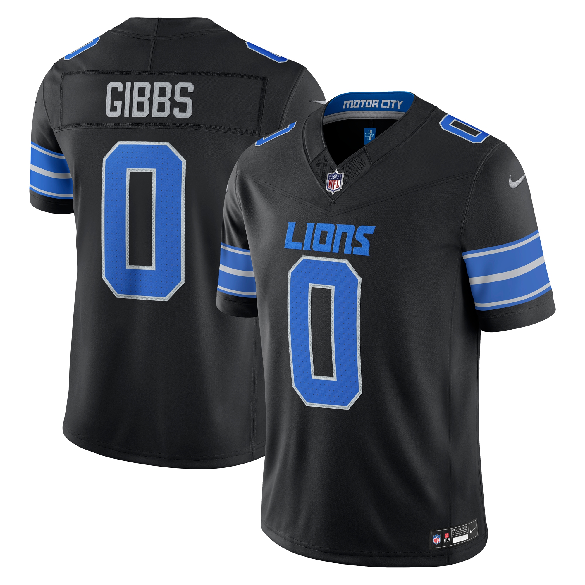 Jahmyr Gibbs Detroit Lions Alternate Vapor F U S E Stitched Limited Jersey Black