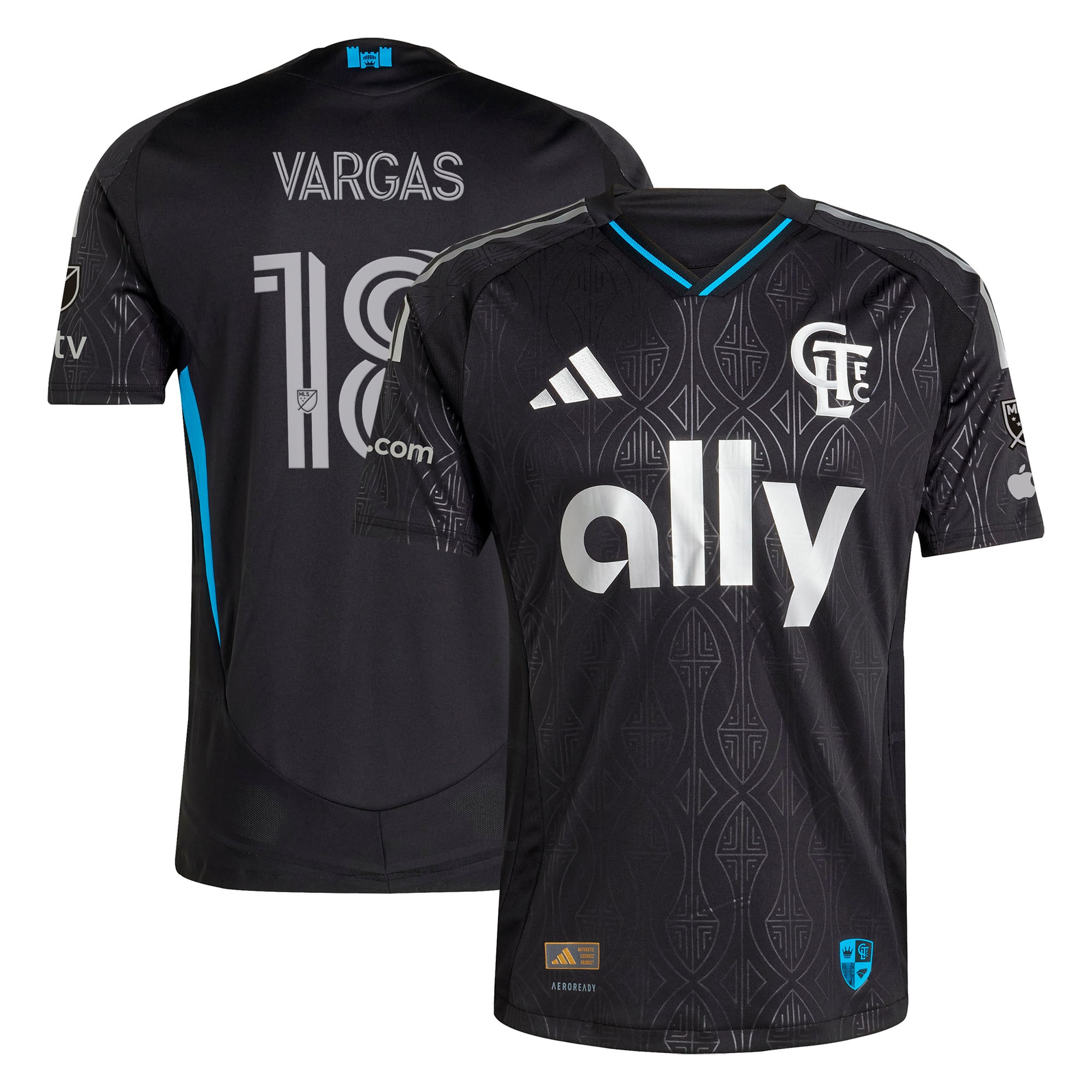 Kerwin Vargas Charlotte Fc 2025 Fortress Kit On Field Jersey Black