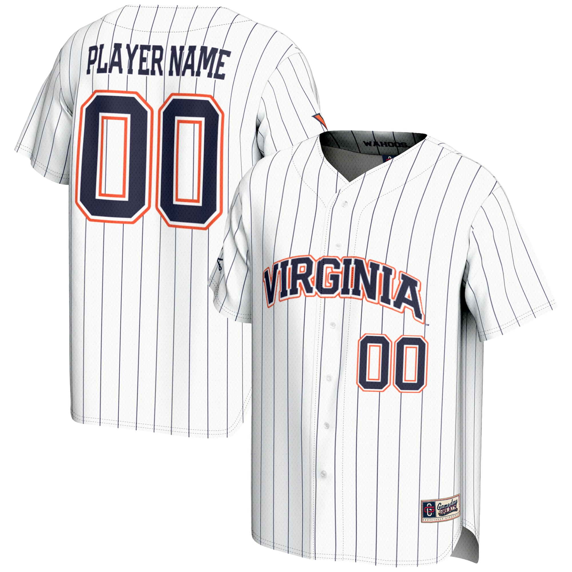Virginia Cavaliers Gameday Greats Nil Pick A Player Lightweight Baseball Jersey White