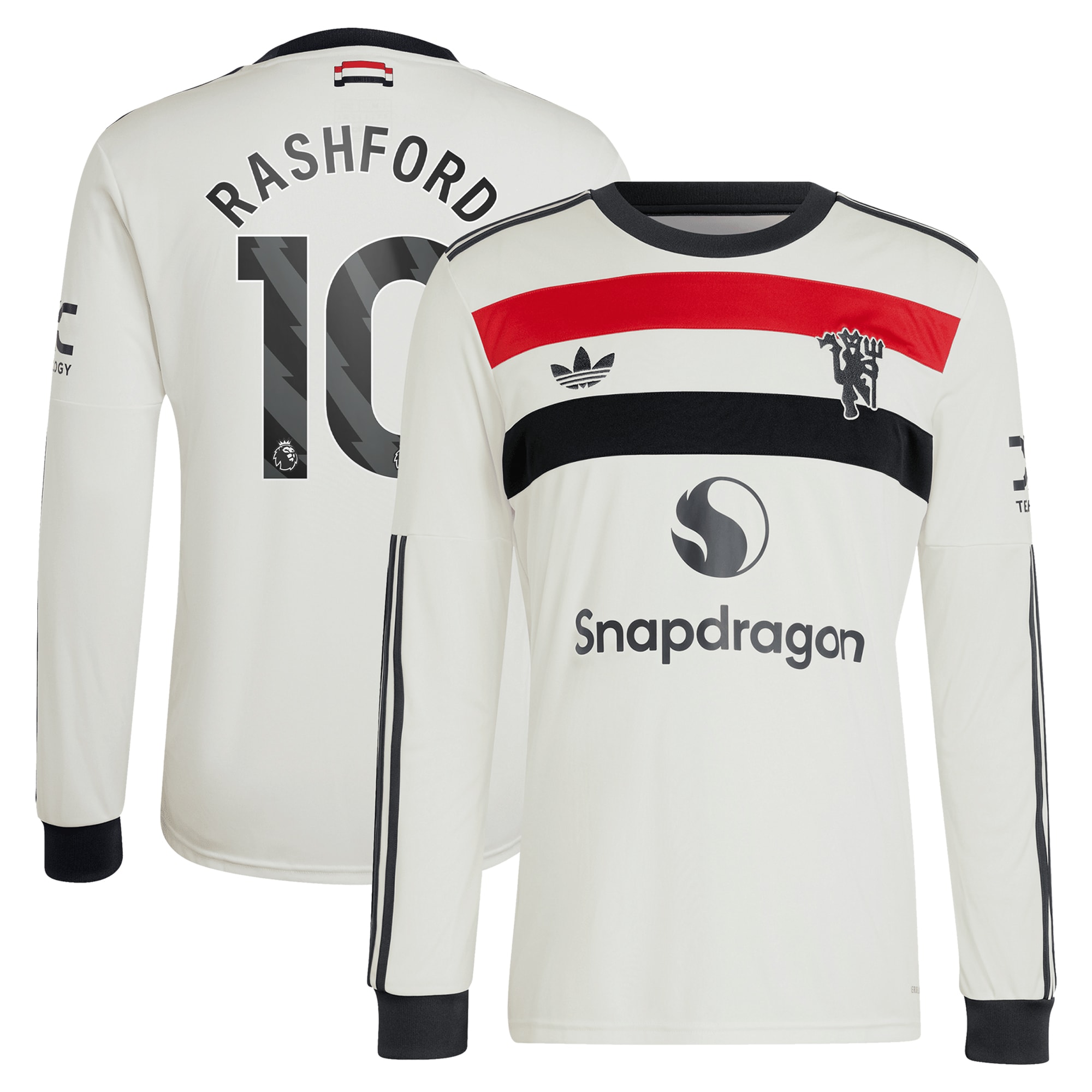 Marcus Rashford Manchester United Originals 2024/25 Third Replica Long Sleeve Jersey Cream
