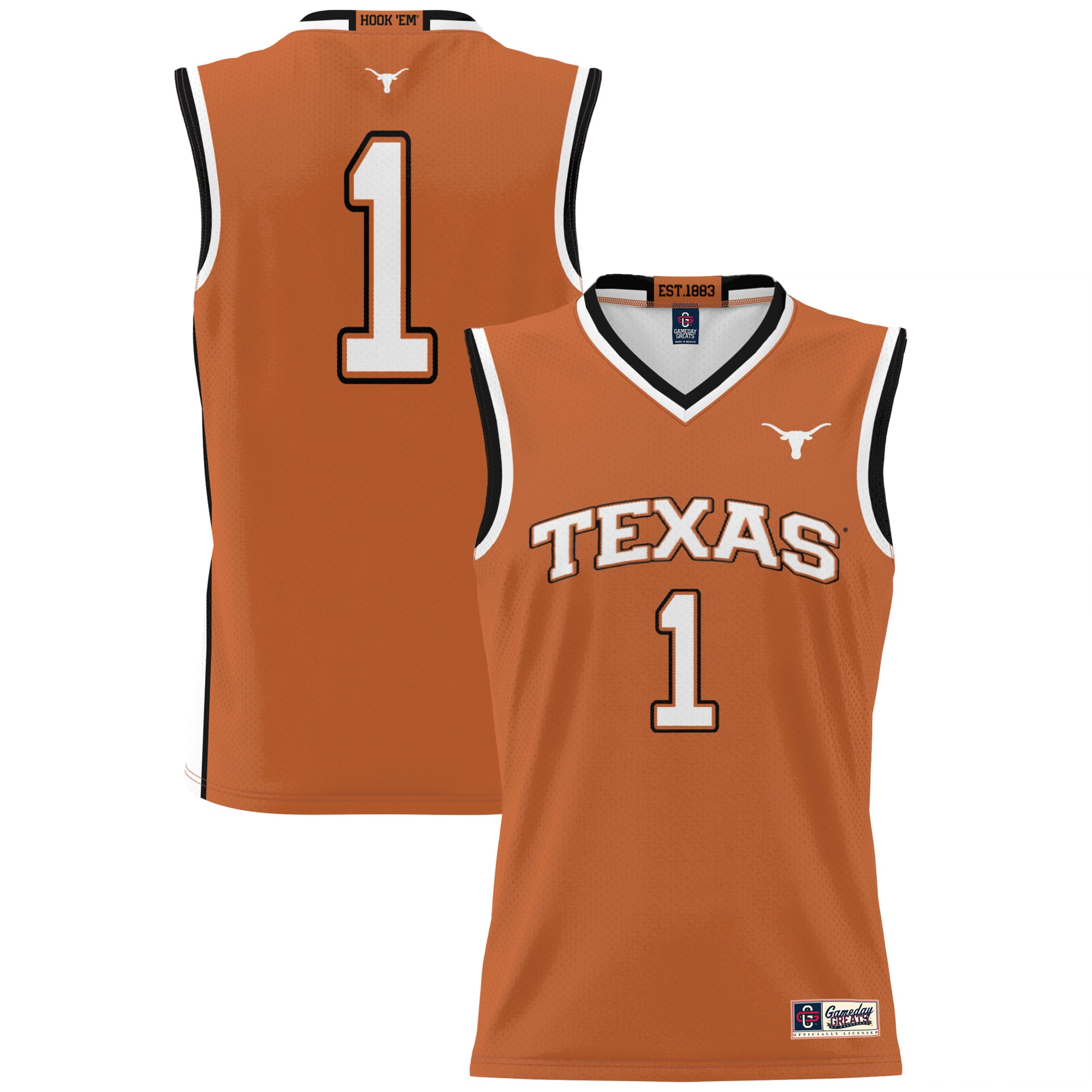 1 Texas Longhorns Gameday Greats Lightweight Collegiate Basketball Jersey Texas Orange