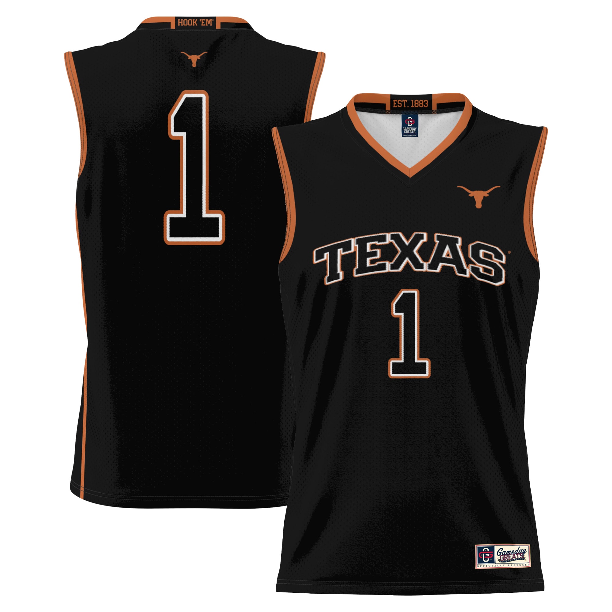1 Texas Longhorns Gameday Greats Lightweight Replica Basketball Jersey Black Men