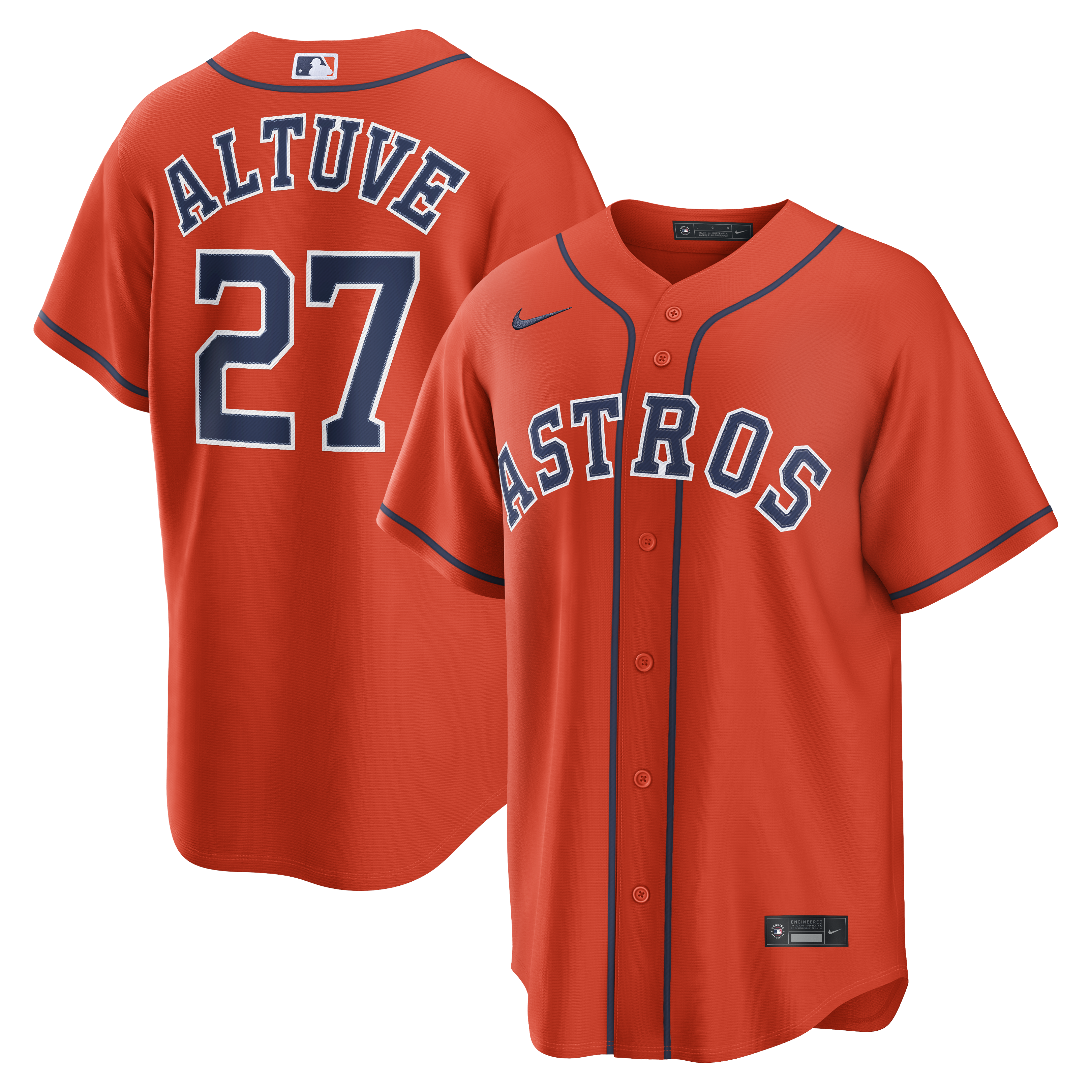 Jose Altuve Houston Astros Alternate Replica Jersey Orange