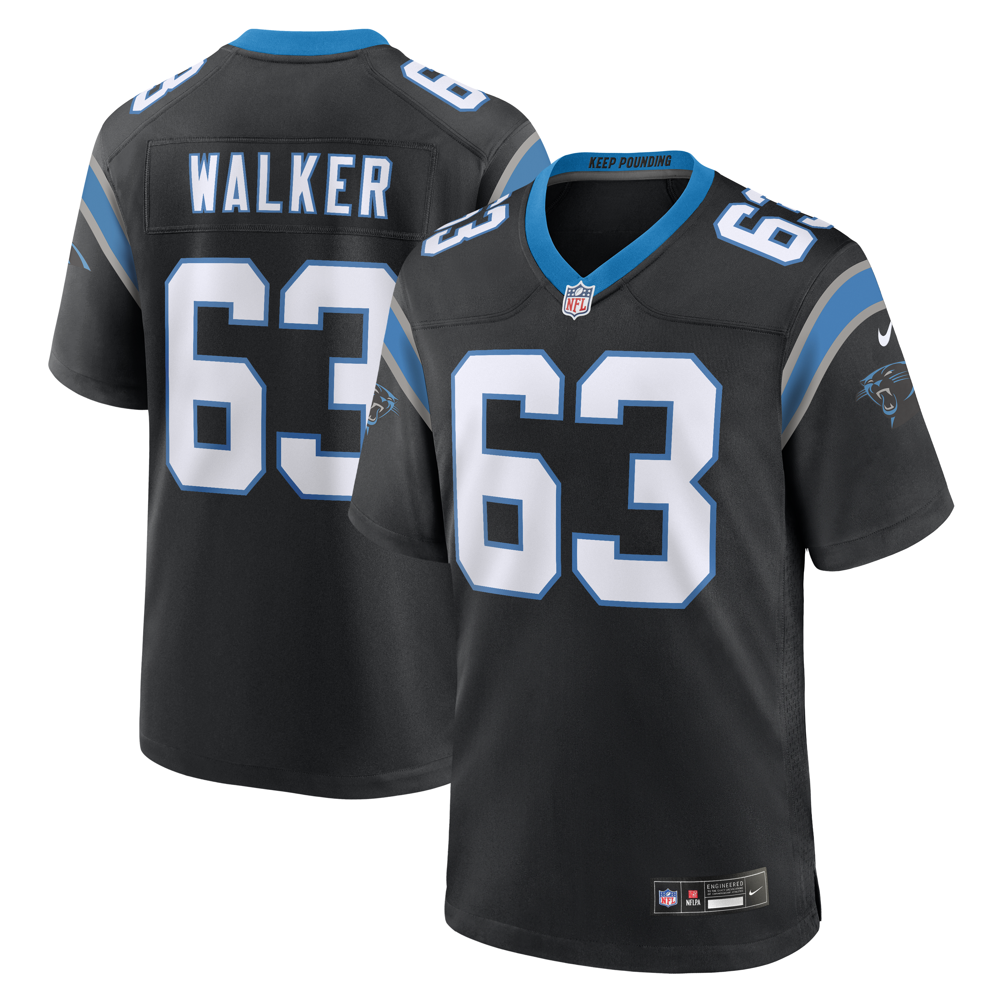 Rasheed Walker Carolina Panthers Team Game Jersey Black