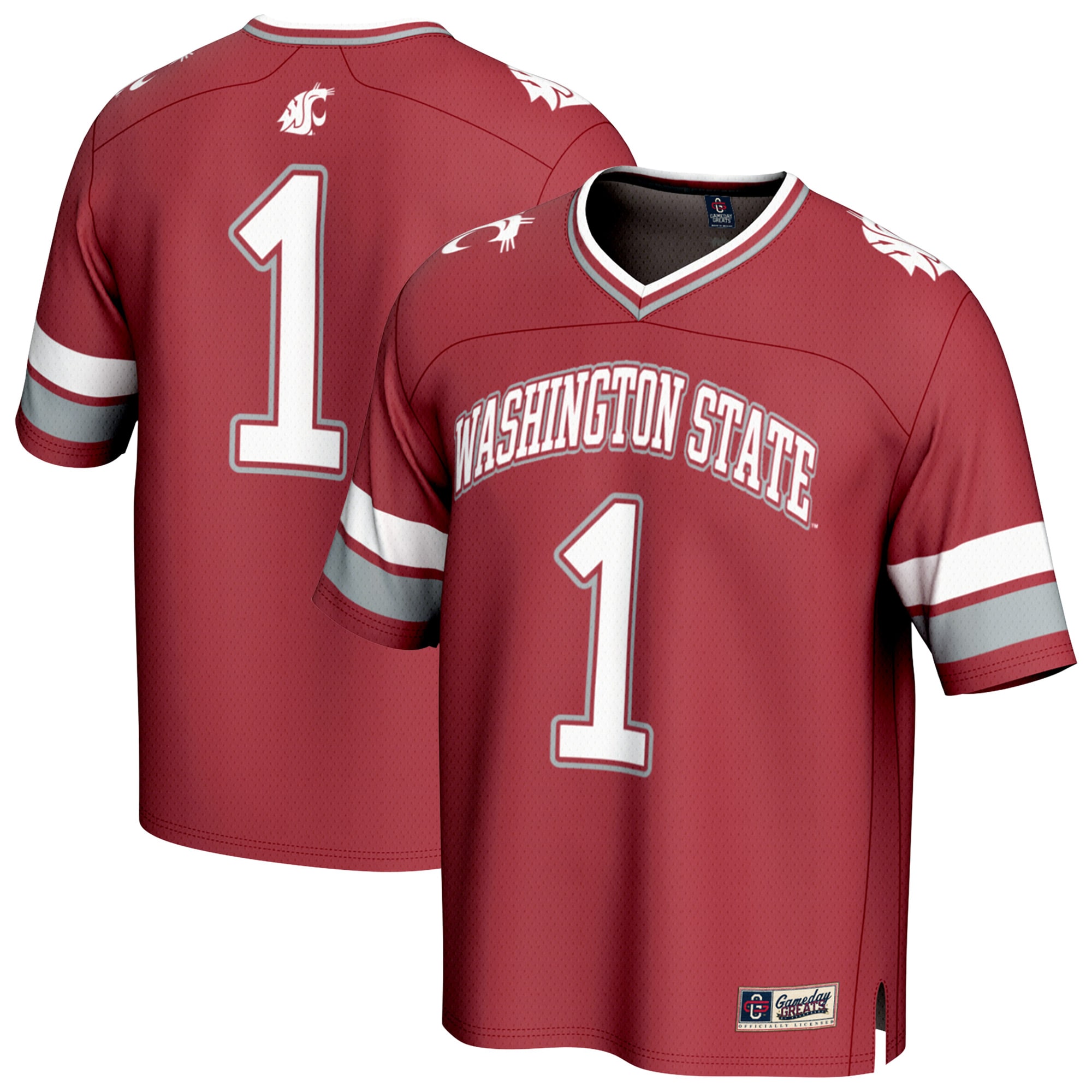1 Washington State Cougars Gameday Greats Unisex Lightweight Collegiate Football Fashion Jersey Crimson