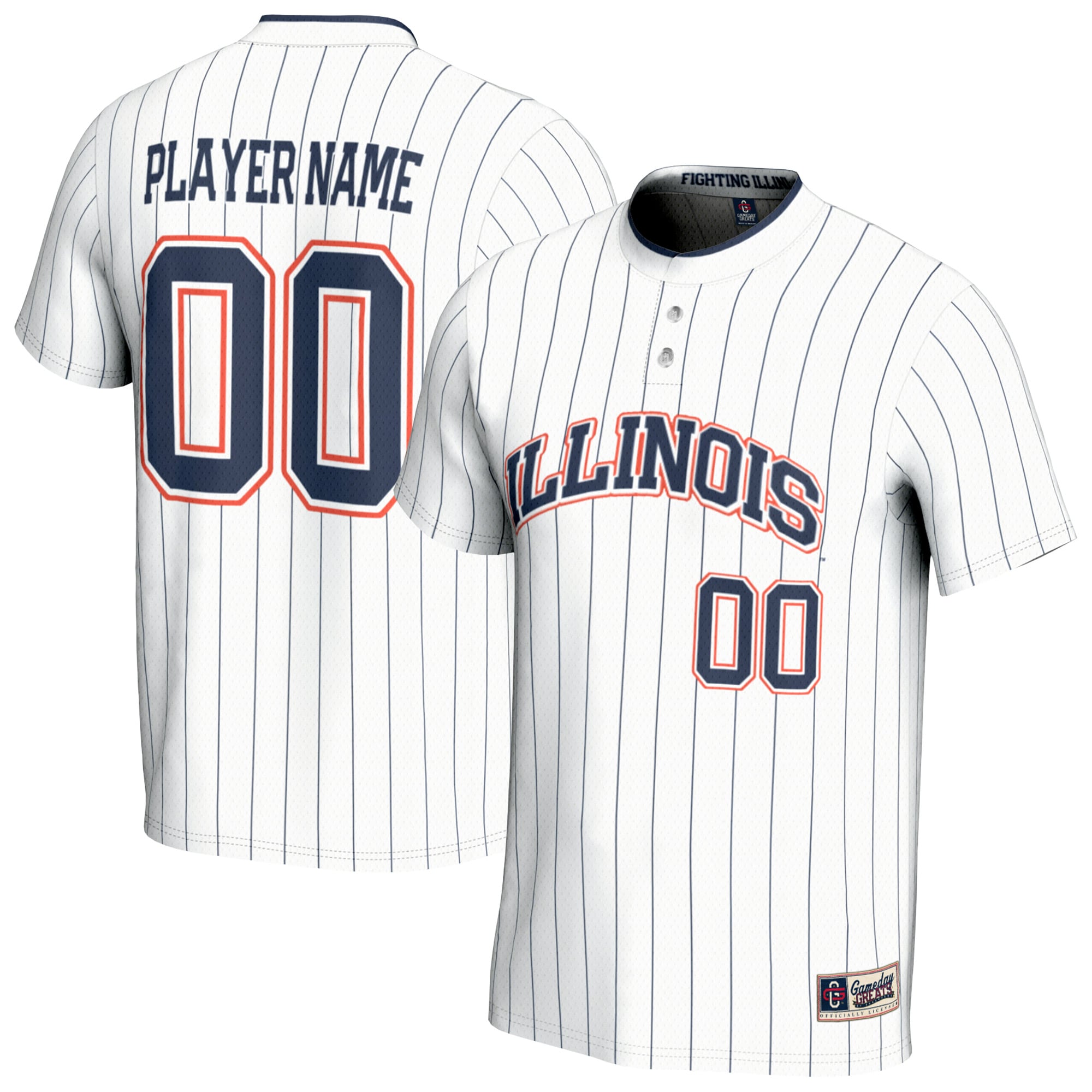 Illinois Fighting Illini Gameday Greats Nil Pick A Player Lightweight Collegiate Softball Fashion Jersey White Men