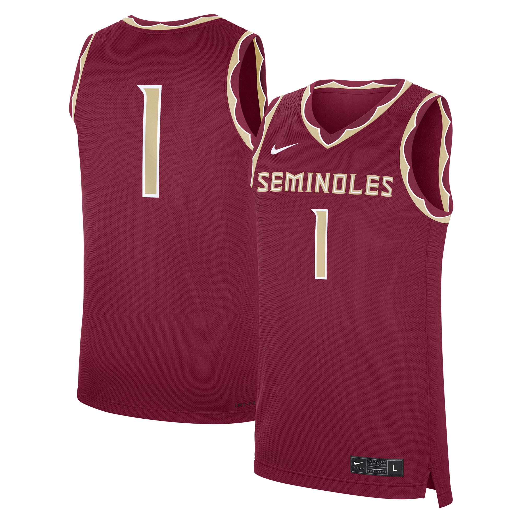1 Florida State Seminoles Road Replica Jersey Garnet