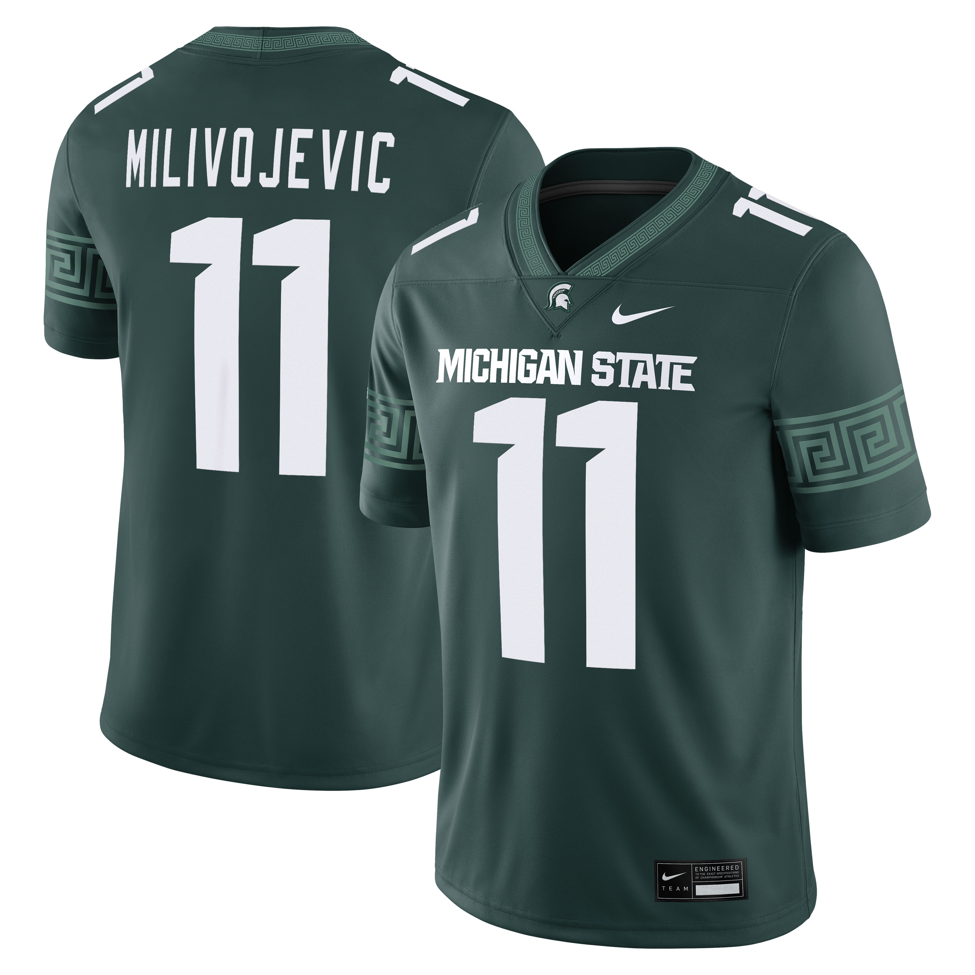 Alessio Milivojevic Michigan State Spartans Game Football Jersey Green