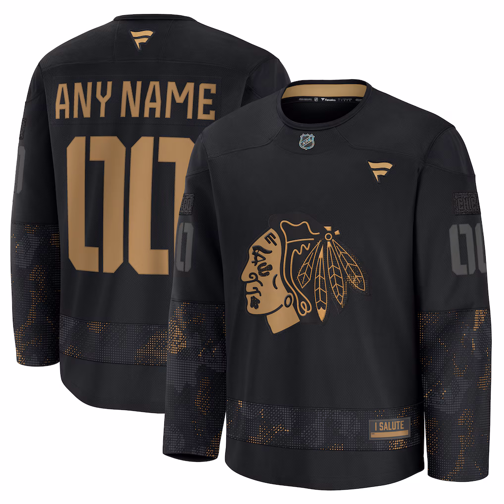 Chicago Blackhawks Women S 2024 Military Appreciation Custom Practice Jersey Black Women