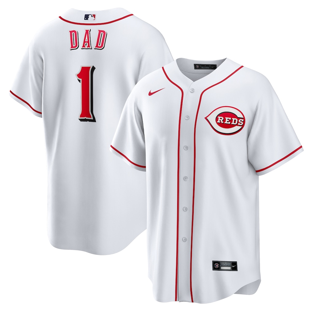 Cincinnati Reds 1 Dad Home Replica Jersey White