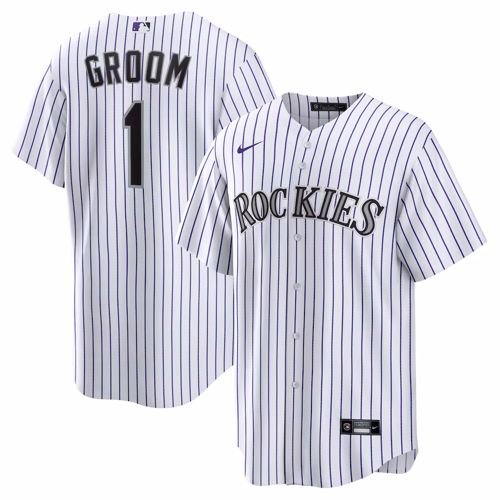 Colorado Rockies 1 Groom Home Replica Jersey White