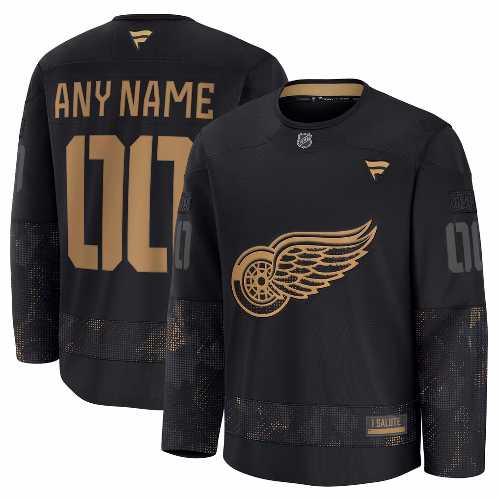 Detroit Red Wings Women S 2024 Military Appreciation Custom Practice Jersey Black Women