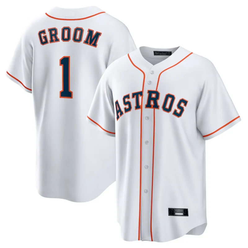 Houston Astros 1 Groom Home Replica Jersey White