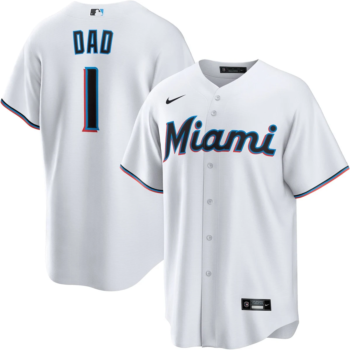 Miami Marlins 1 Dad Home Replica Jersey White