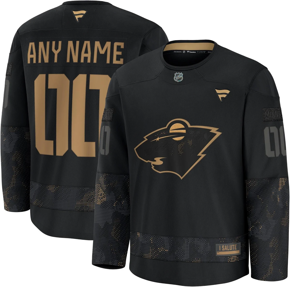 Minnesota Wild 2024 Military Appreciation Custom Practice Jersey Black