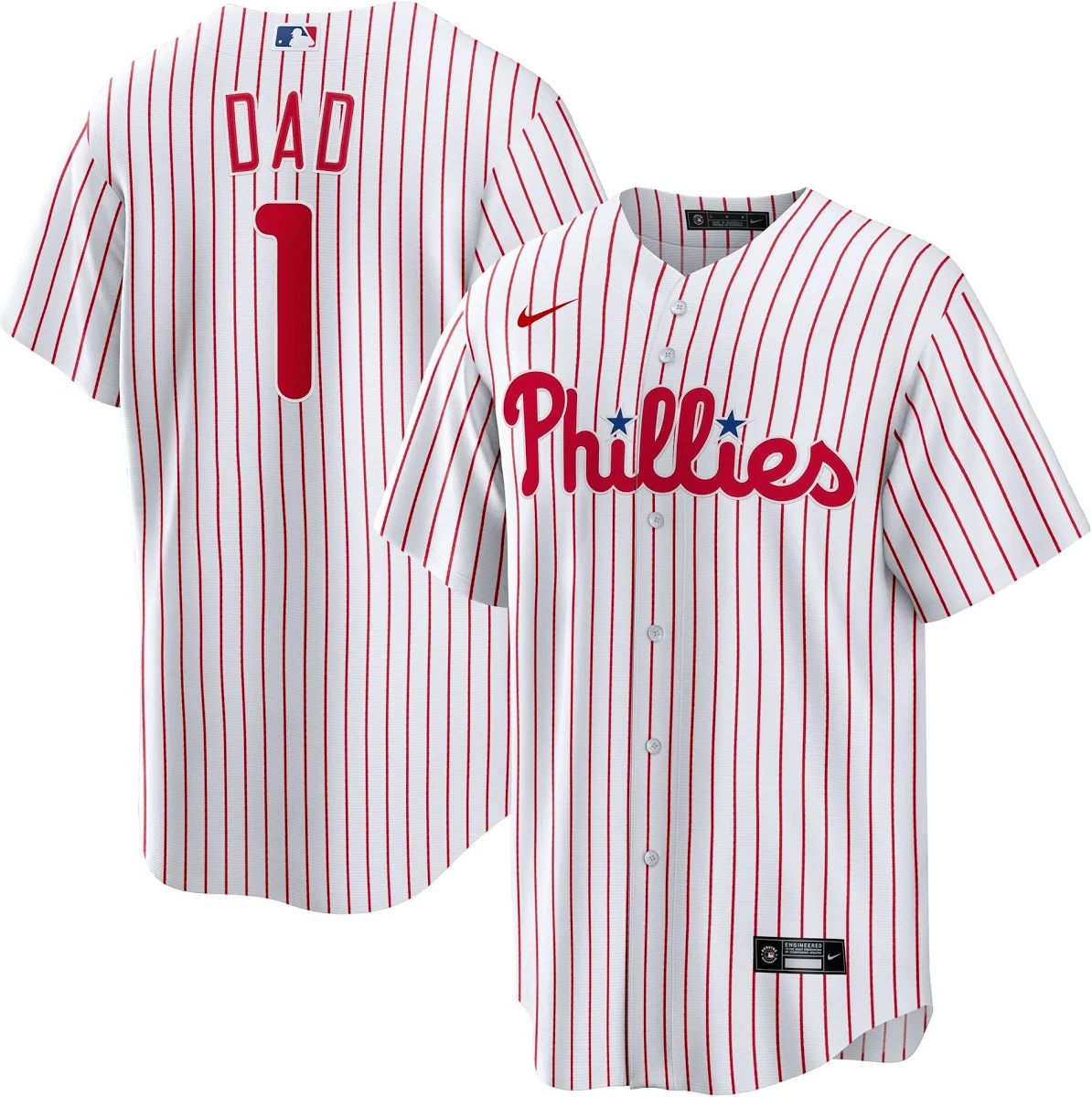 Philadelphia Phillies 1 Dad Home Replica Jersey White
