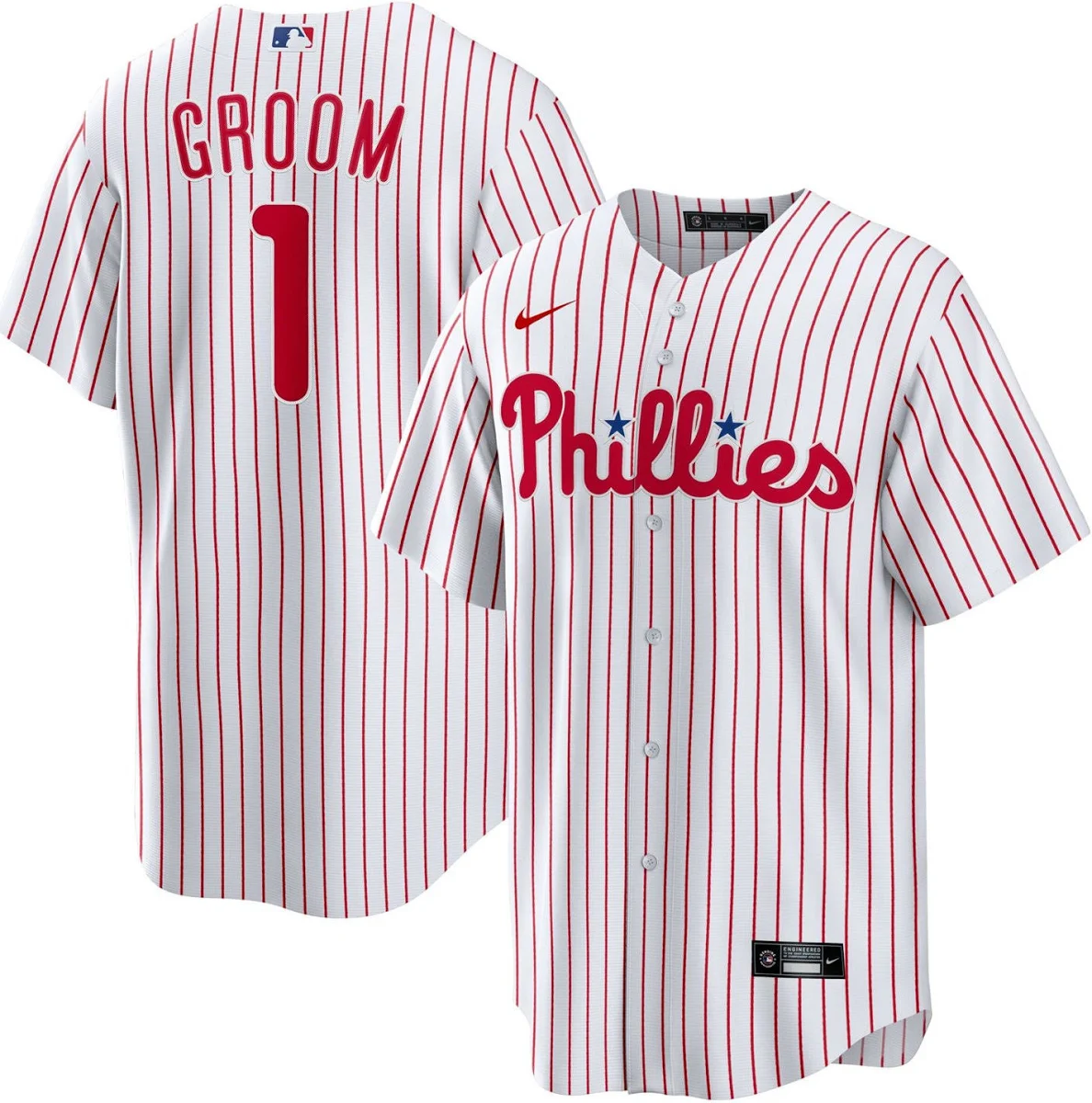Philadelphia Phillies 1 Groom Home Replica Jersey White