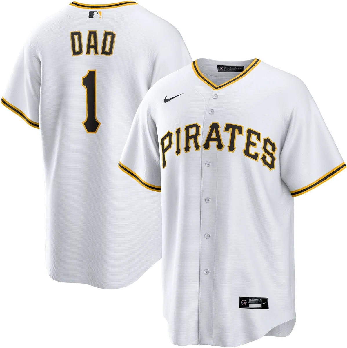 Pittsburgh Pirates 1 Dad Home Replica Jersey White