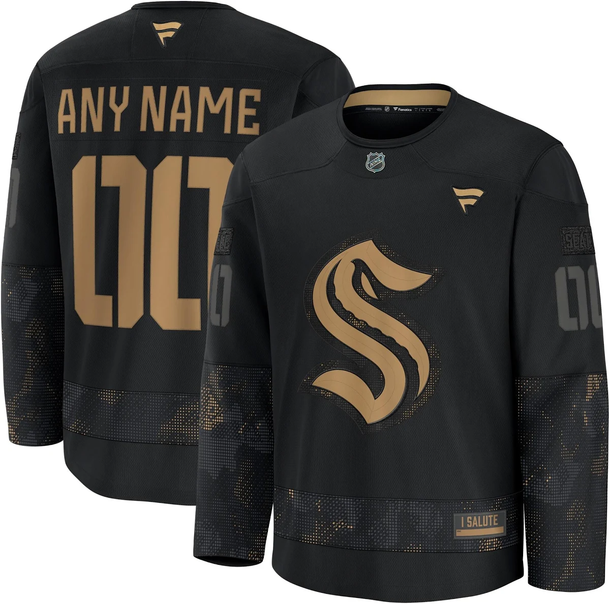 Seattle Kraken 2024 Military Appreciation Custom Practice Jersey Black