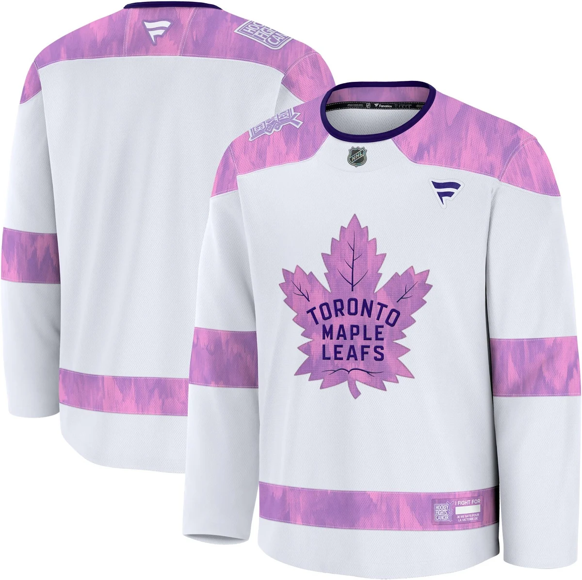Toronto Maple Leafs Women S 2024 Hockey Fights Cancer Custom Practice Jersey White Women