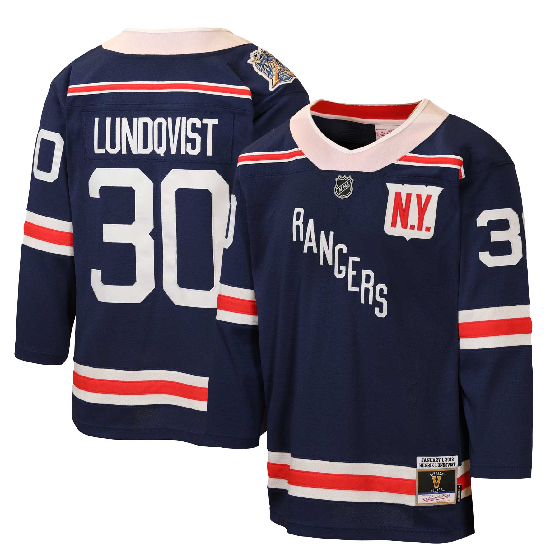 Henrik Lundqvist New York Rangers Mitchell Ness 2018 Winter Classic Power Play Jersey Navy Men