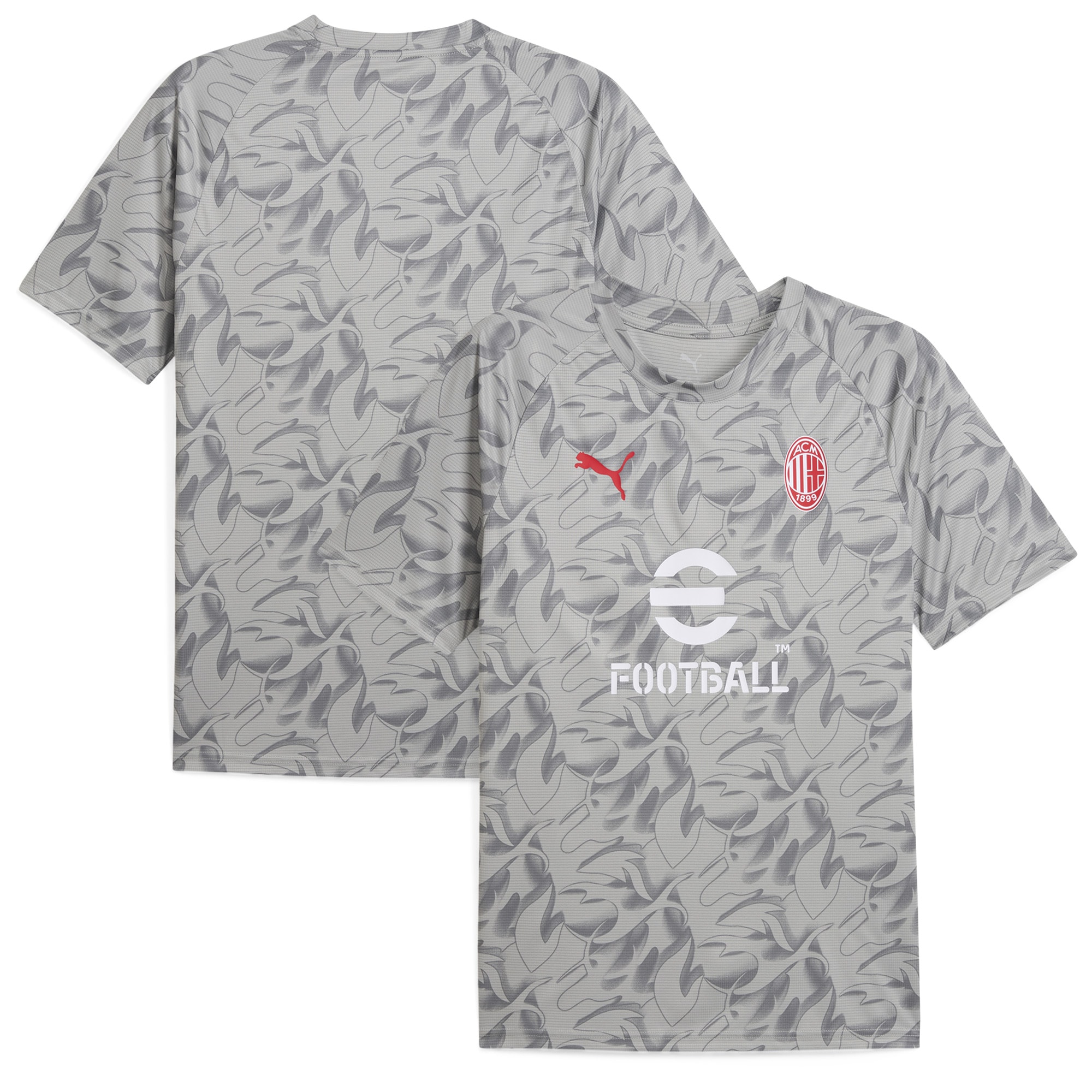 Ac Milan 2025/26 Pre Match Training Jersey Gray