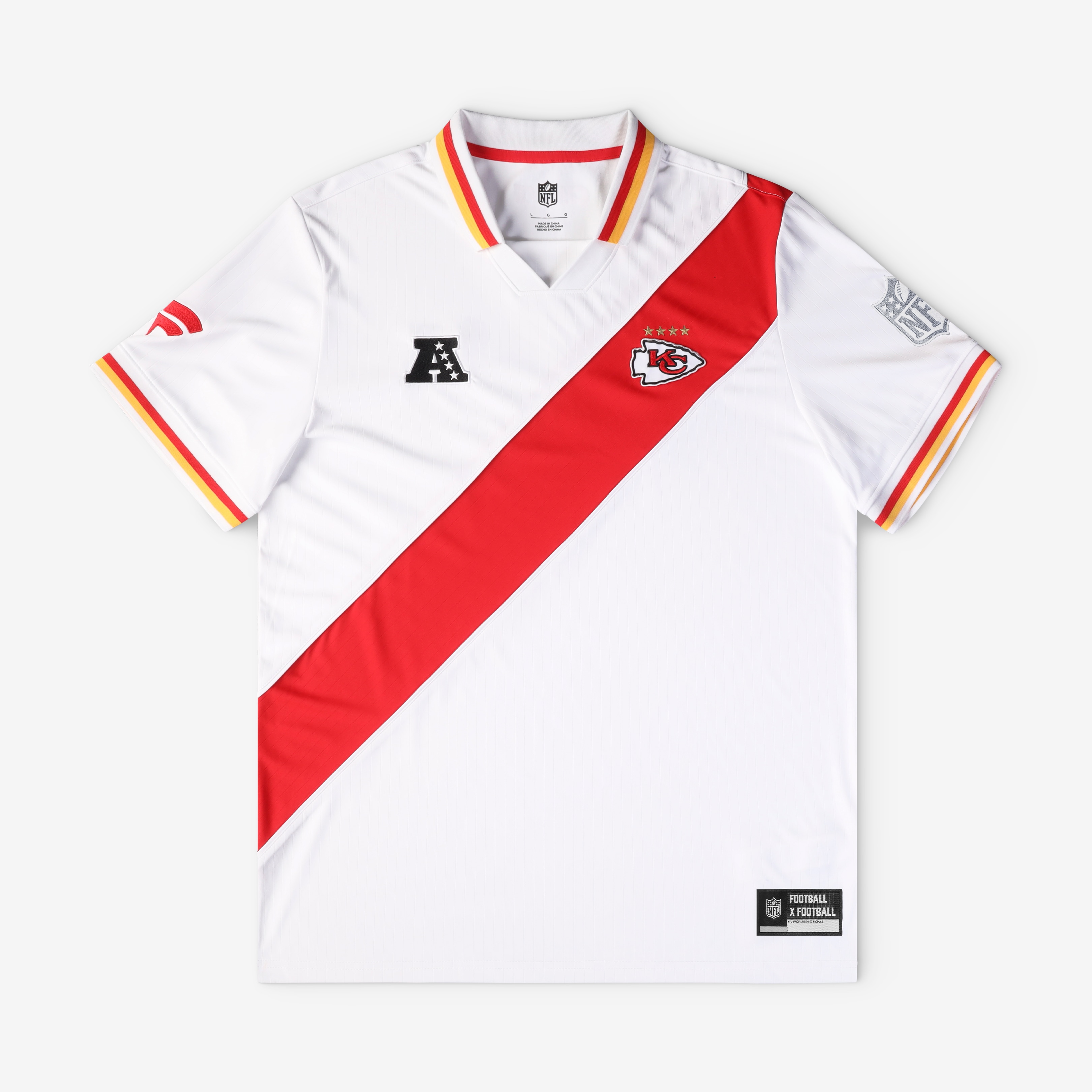 Kansas City Chiefs Football X Football Collared Fan Top White Men