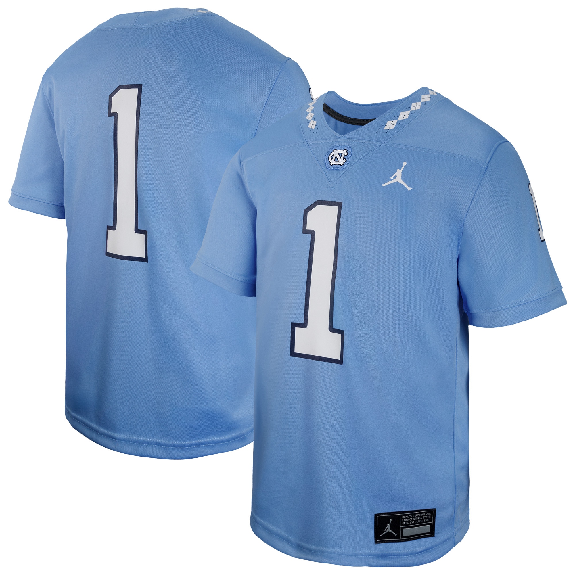 1 North Carolina Tar Heels Jordan Brand Untouchable Replica Game Jersey Carolina Blue Men