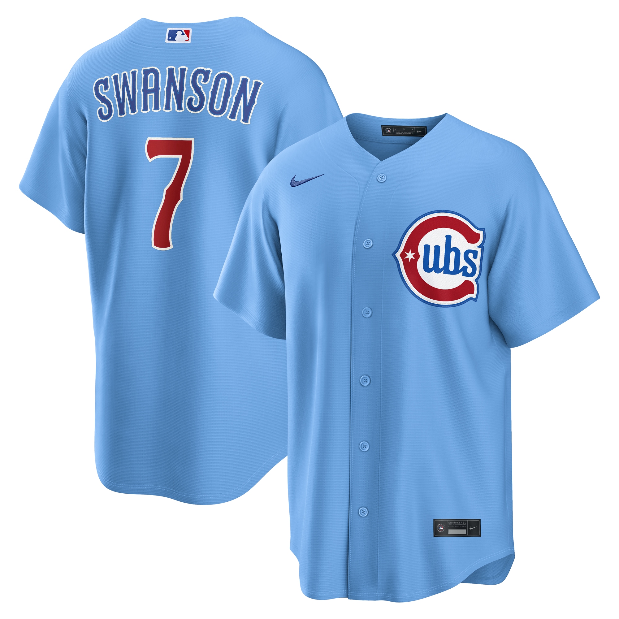 Dansby Swanson Chicago Cubs Alternate Replica Jersey Light Blue