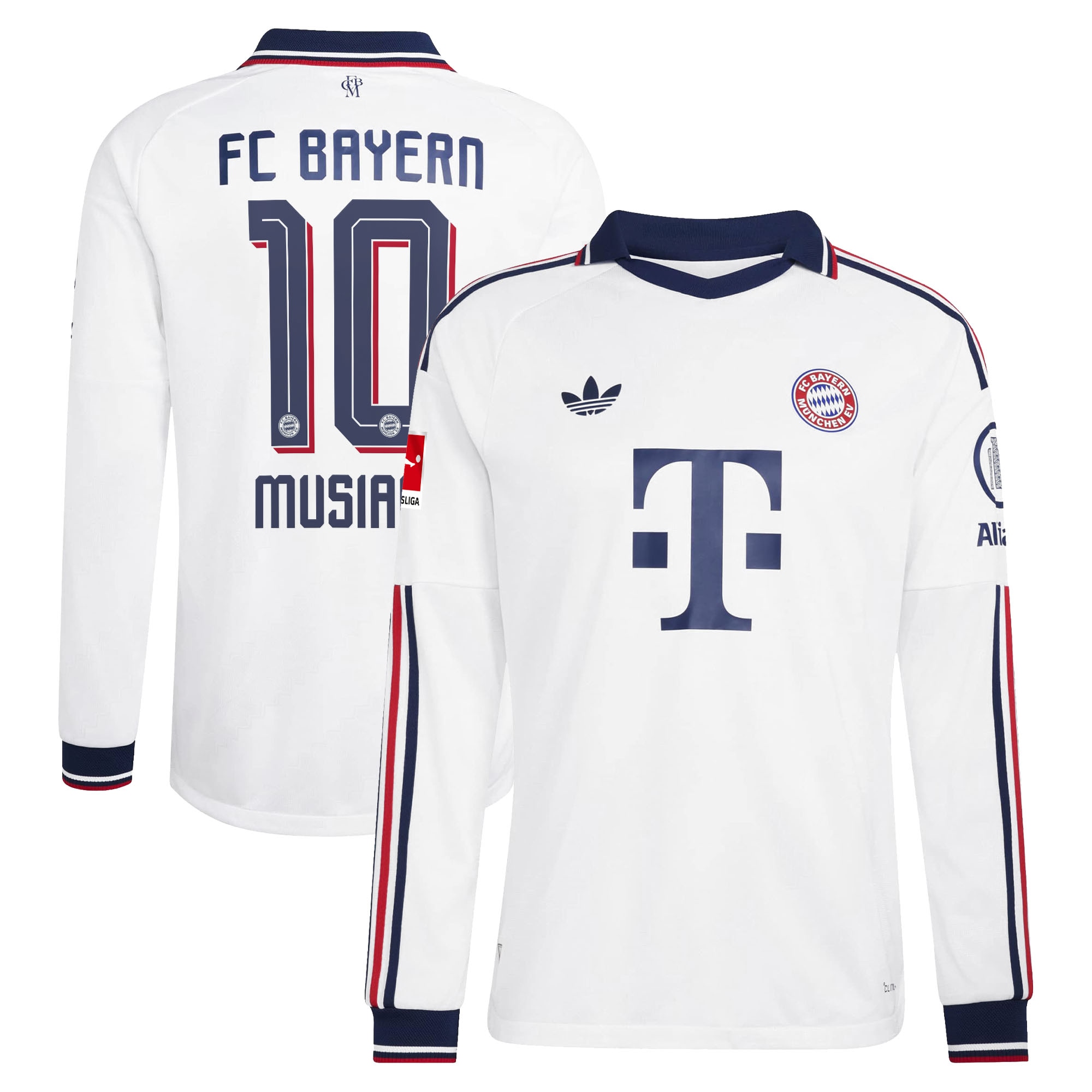 Jamal Musiala Bayern Munich 2026/27 Away On Field Long Sleeve Jersey White
