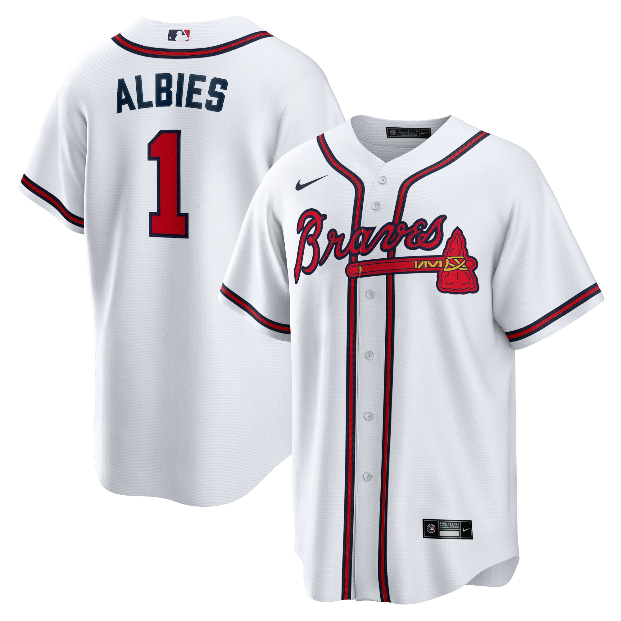 Ozzie Albies Atlanta Braves Home Replica Player Name Jersey White