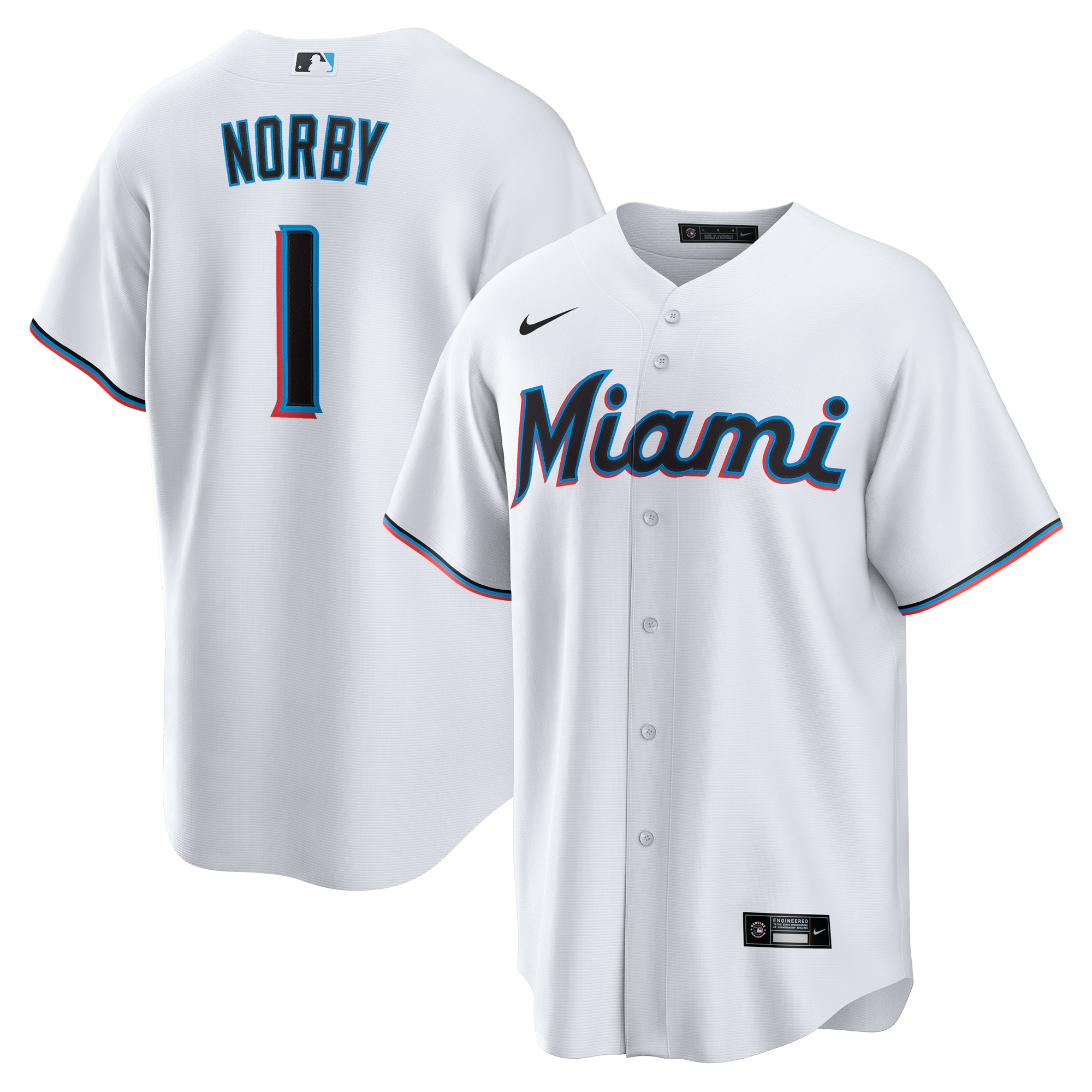 Connor Norby Miami Marlins Home Replica Jersey White