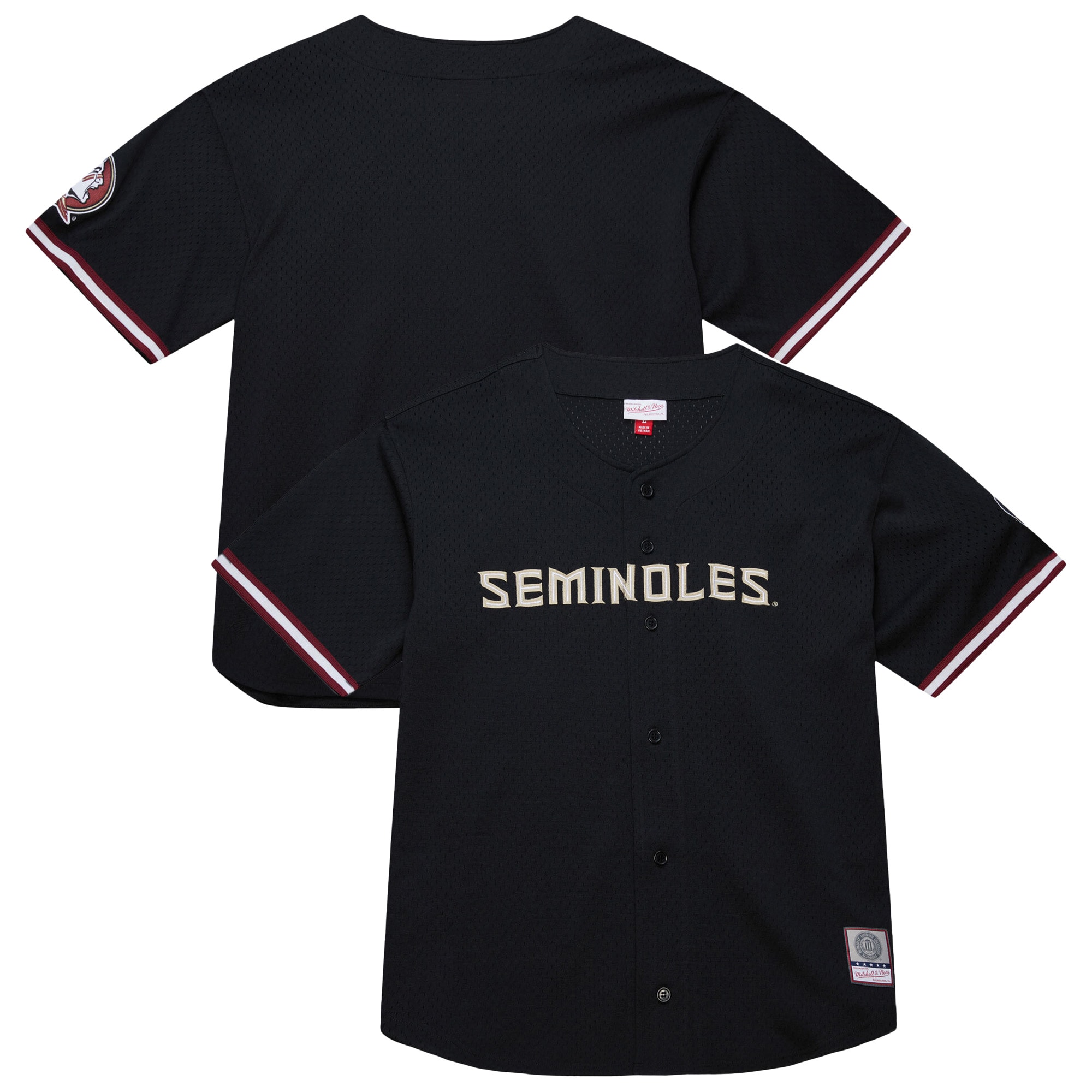 Florida State Seminoles Mitchell Ness On The Clock Full Button Fashion Jersey Black