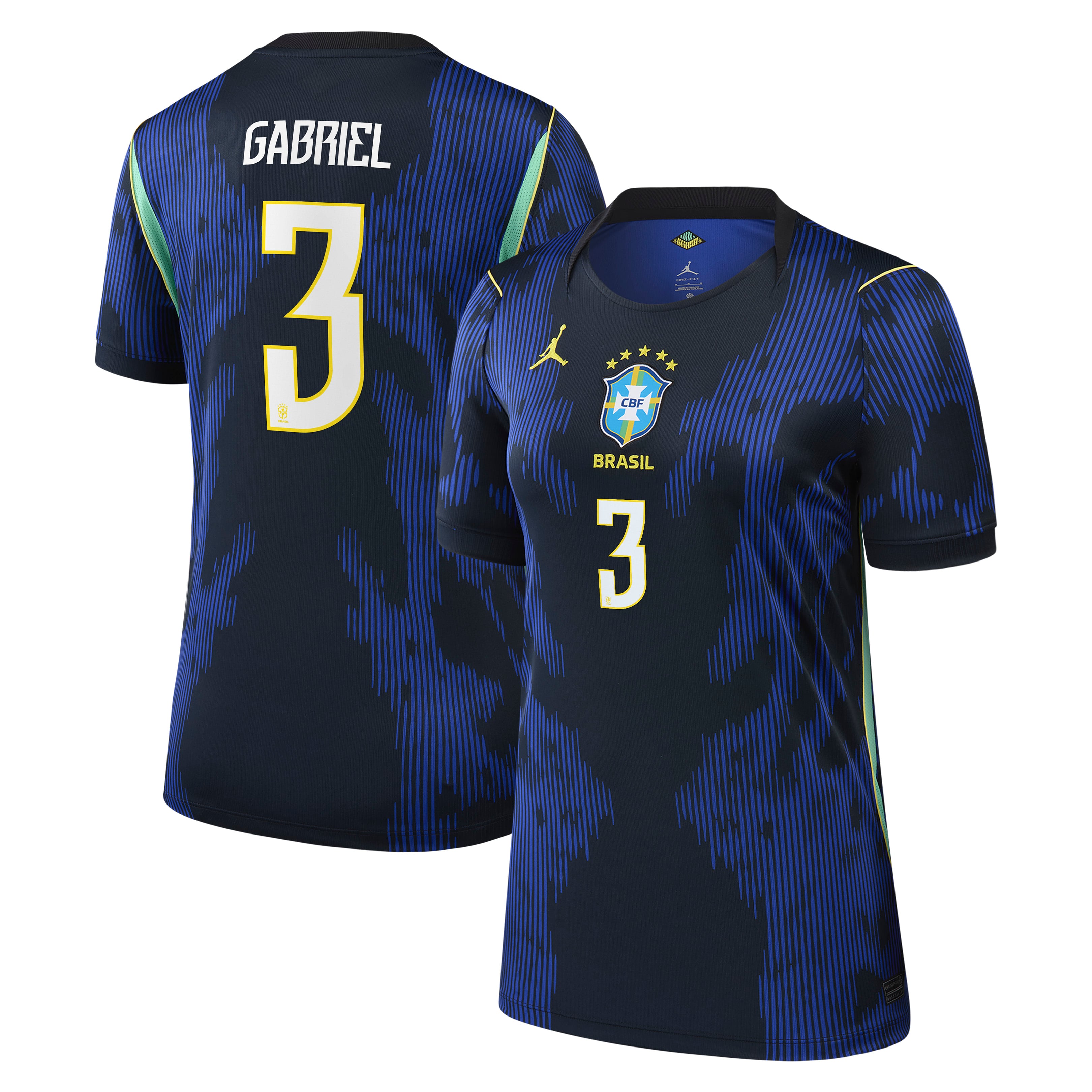 Gabriel Magalh Es Brazil National Team Jordan Brand 2026 Away Stadium Replica Jersey Blue Men